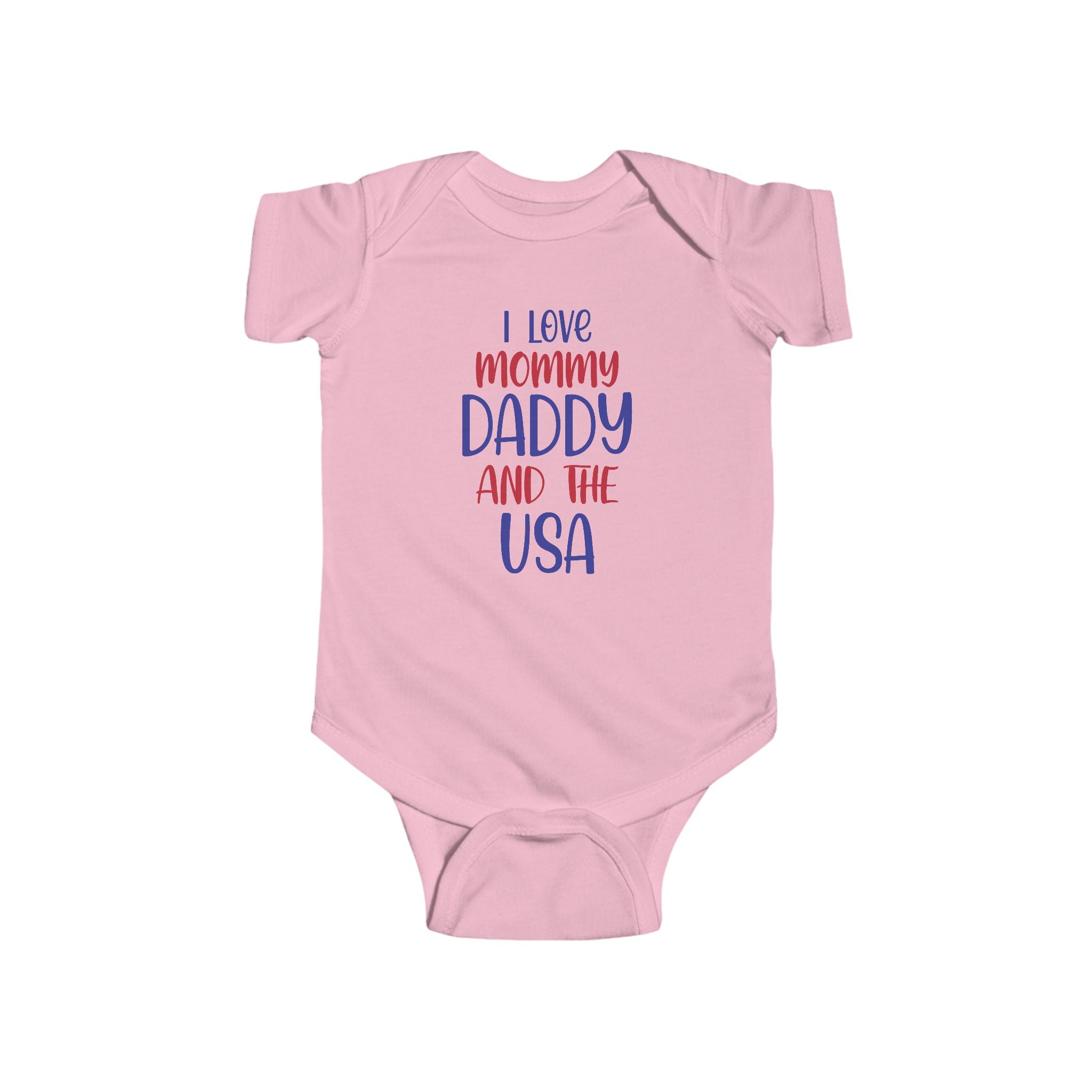 I Love Mommy Daddy and the USA Infant Bodysuit, Baby Gift, Toddler Clothing, Patriotic Baby Outfit, 4th of July Outfit, Cute Baby Clothes by Printify