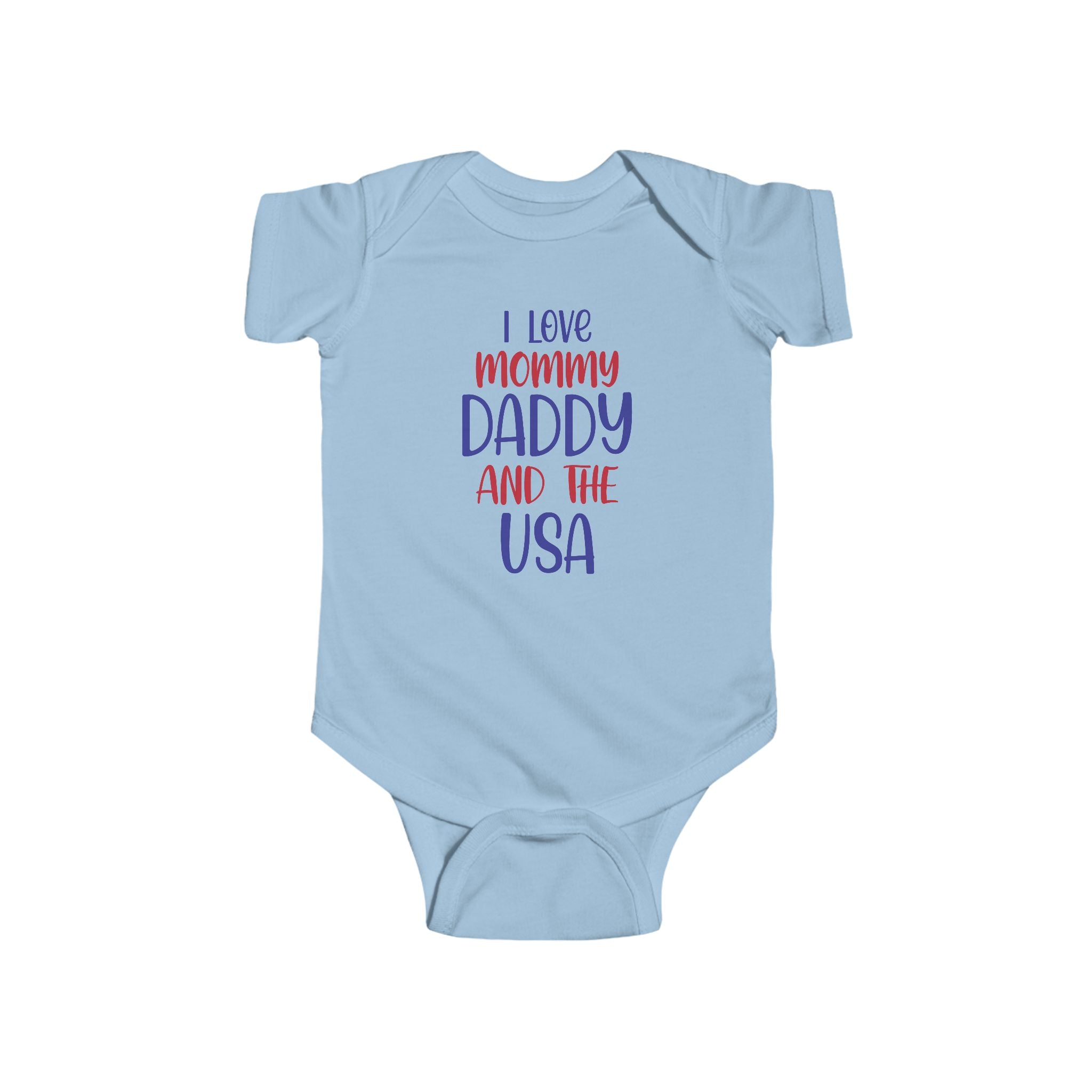 I Love Mommy Daddy and the USA Infant Bodysuit, Baby Gift, Toddler Clothing, Patriotic Baby Outfit, 4th of July Outfit, Cute Baby Clothes by Printify