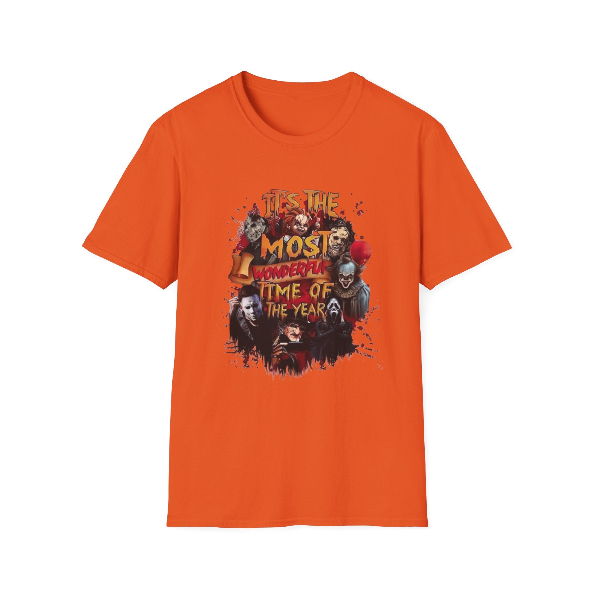 T-Shirt — "Tis The Most Wonderful Time Of The Year" Horror Clown Holiday Tee by Printify