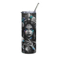 20oz Stainless Steel Tumbler — Gothic Mermaid Skull Art, Teal & Silver Stainless Travel Cup by Printify