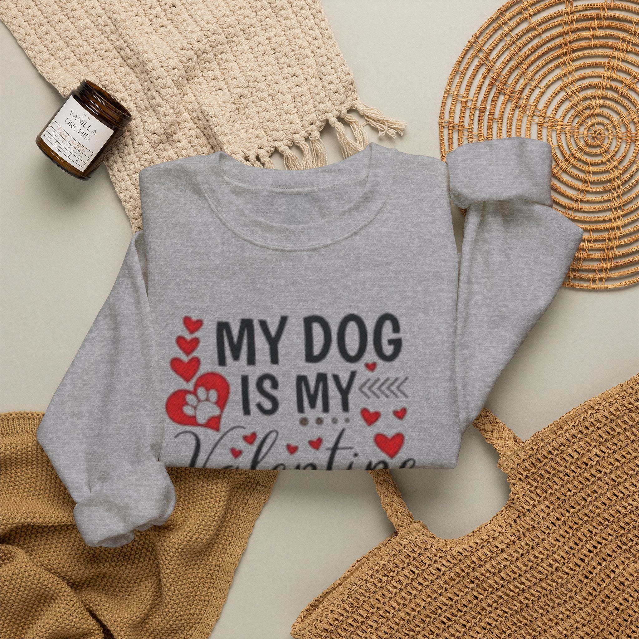 My Dog is My Valentine Sweatshirt, Valentine's Day Gift, Pet Lover Apparel, Valentine's Day Shirt, Dog Lover Gift by Printify