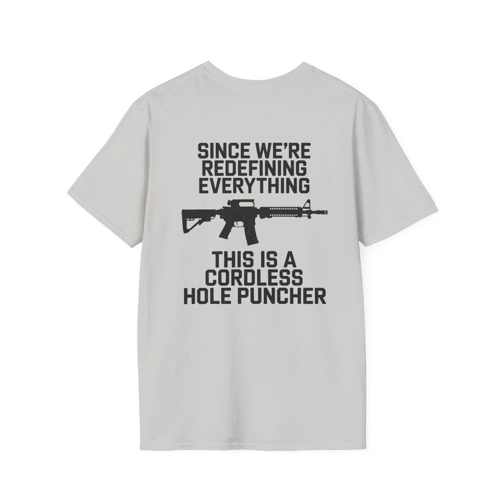 T-Shirt — 'Redefining' Rifle Graphic Pocket Tee by Printify