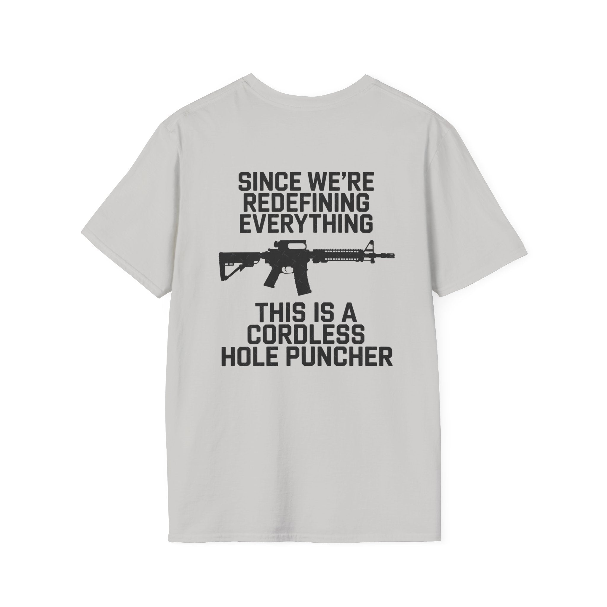 T-Shirt — 'Redefining' Rifle Minimalist Graphic Tee by Printify