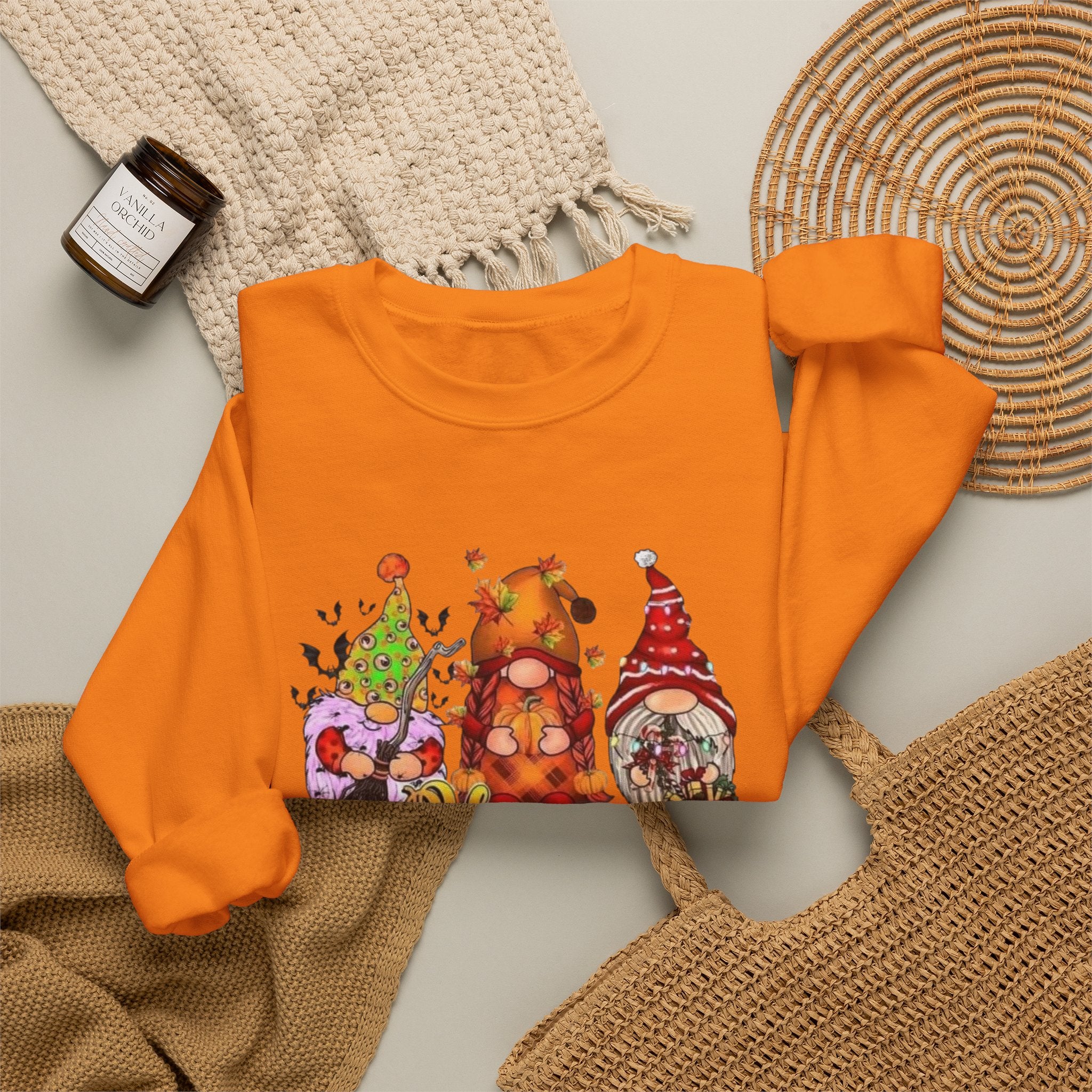 Festive Crewneck Sweatshirt - Hallo Thank-Smas Design, Fall Apparel, Winter Wardrobe Essential, Holiday Gift, Cozy Casual Wear by Printify