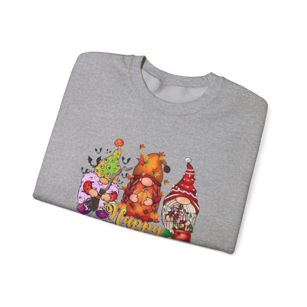 Festive Crewneck Sweatshirt - Hallo Thank-Smas Design, Fall Apparel, Winter Wardrobe Essential, Holiday Gift, Cozy Casual Wear by Printify