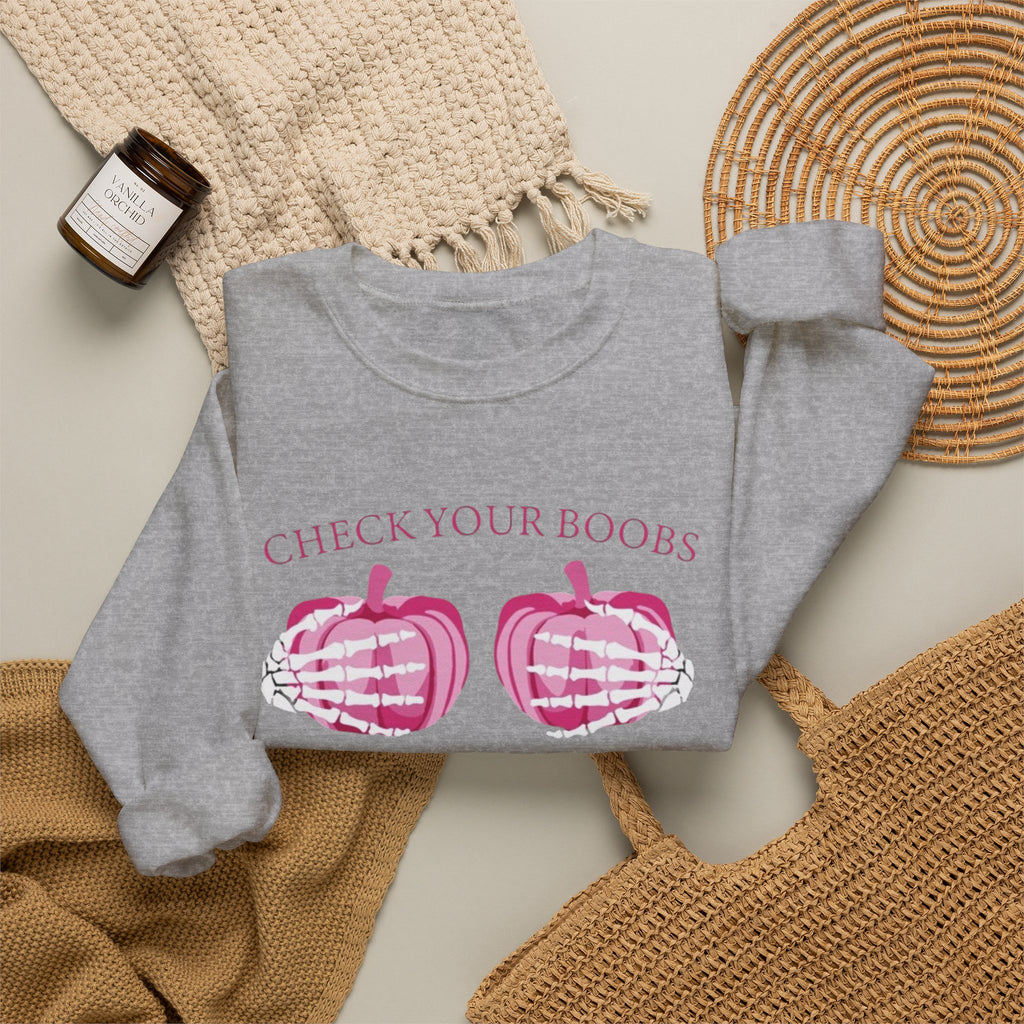 Breast Cancer Awareness Sweatshirt - Check Your Boobs by Printify