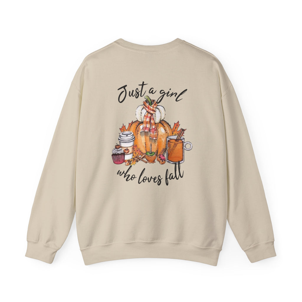 Just a Girl Who Loves Fall Crewneck Sweatshirt – Cozy Autumn Pullover by Printify