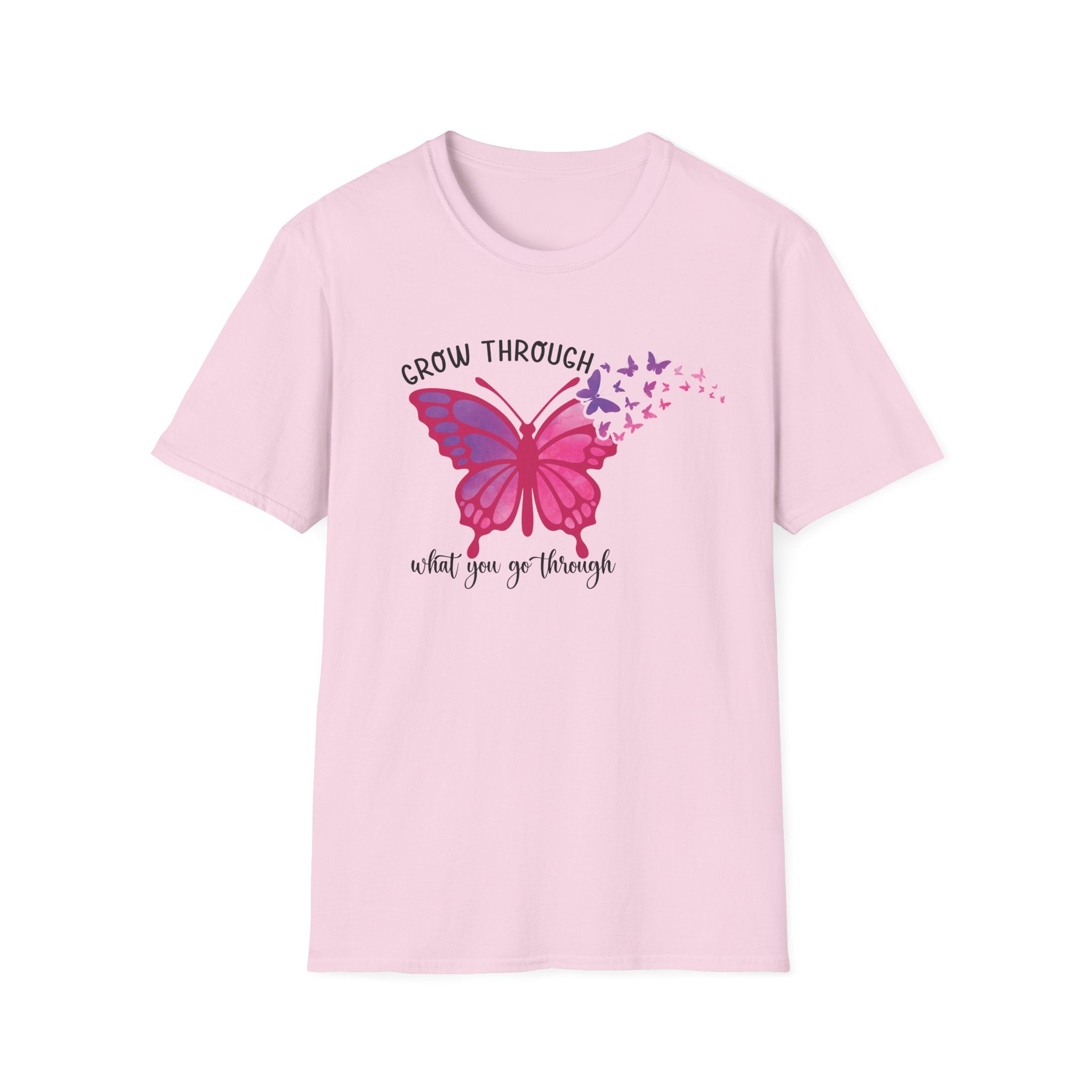 Grow Through What You Go Through Butterfly T-Shirt — Inspirational Women's Tee by Printify