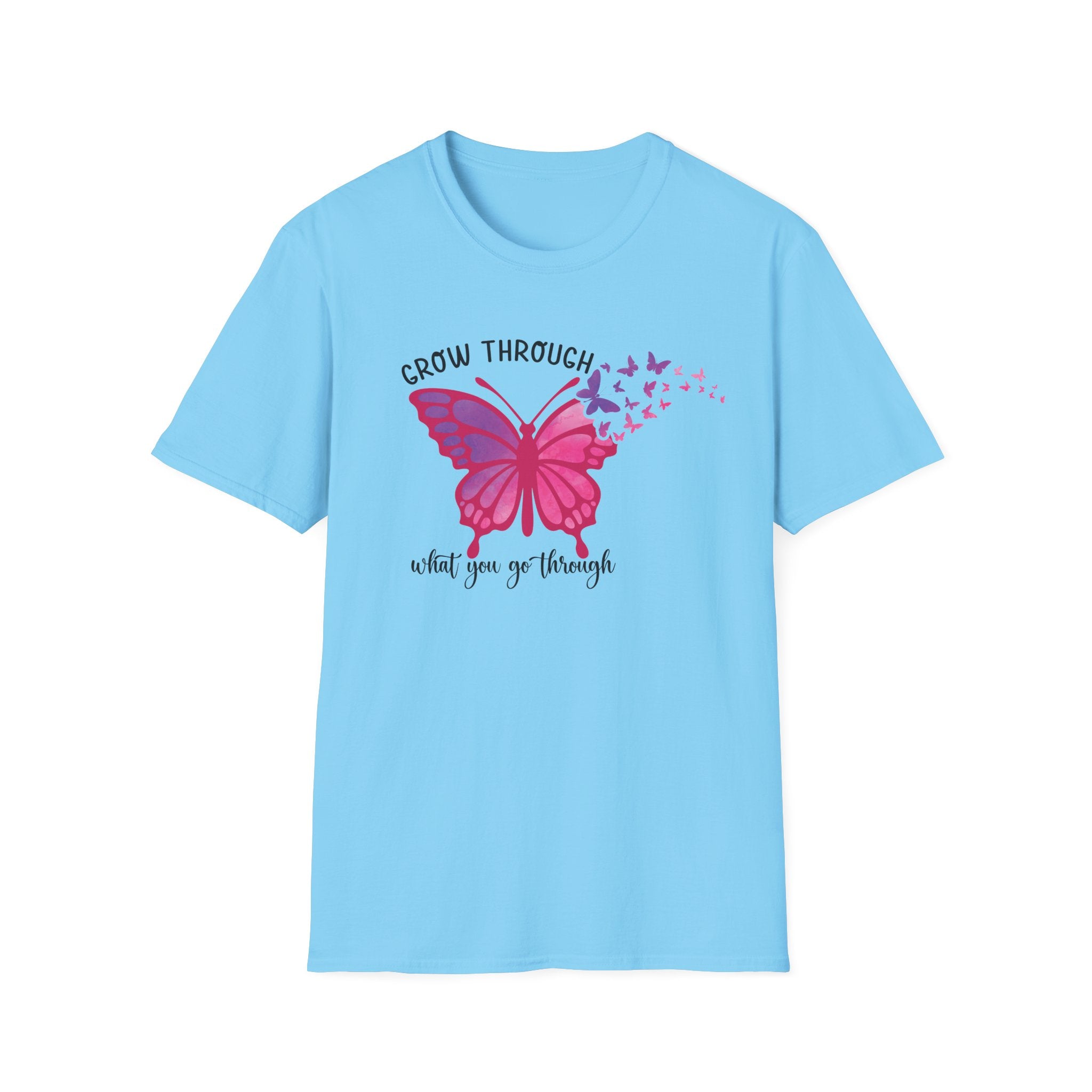 Grow Through What You Go Through Butterfly T-Shirt — Inspirational Women's Tee by Printify