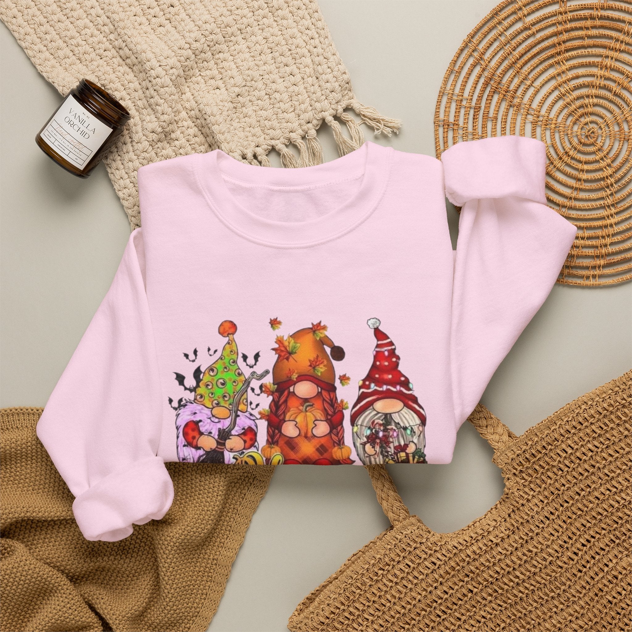 Festive Crewneck Sweatshirt - Hallo Thank-Smas Design, Fall Apparel, Winter Wardrobe Essential, Holiday Gift, Cozy Casual Wear by Printify