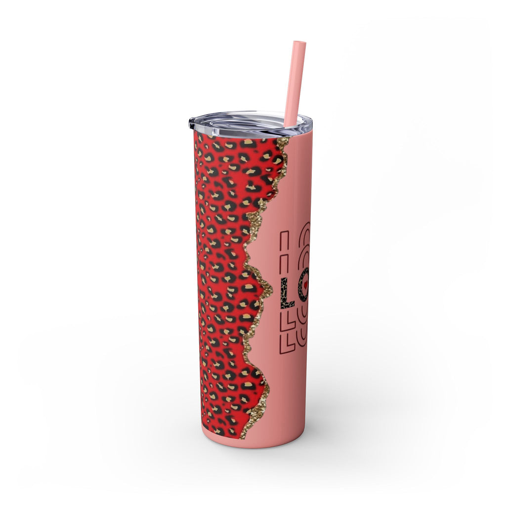 Love love Skinny Tumbler with Straw, 20oz by Printify
