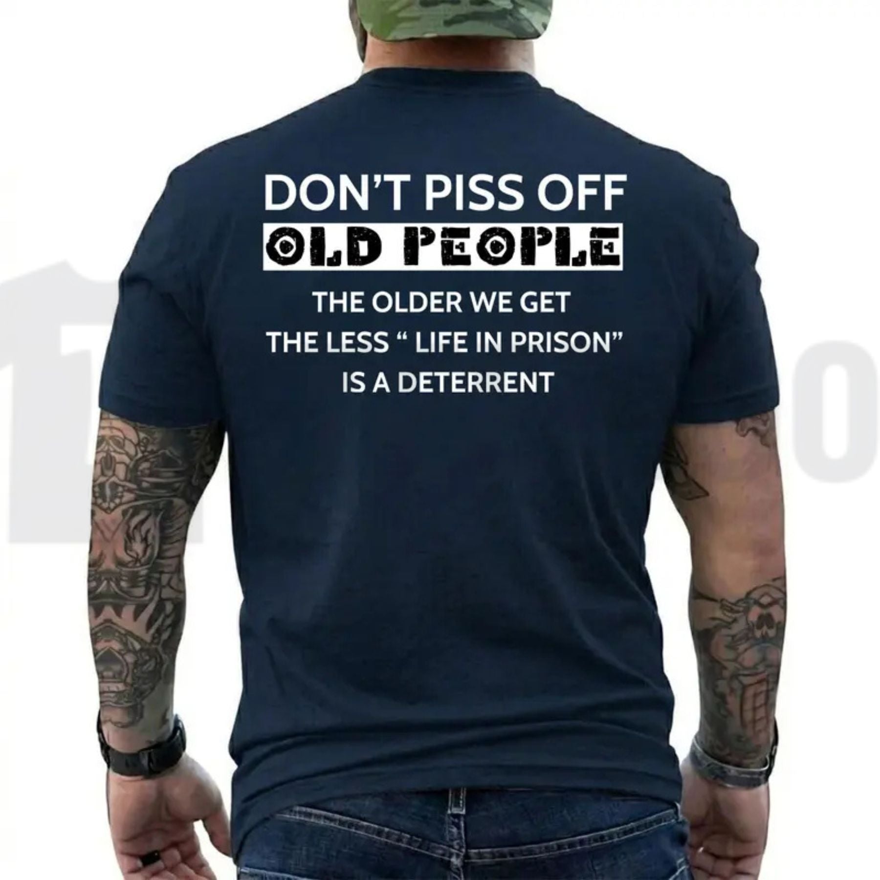 The Less Life In Prison Is A Deterrent Funny Old People Retro Graphic T-Shirt by Teezioo