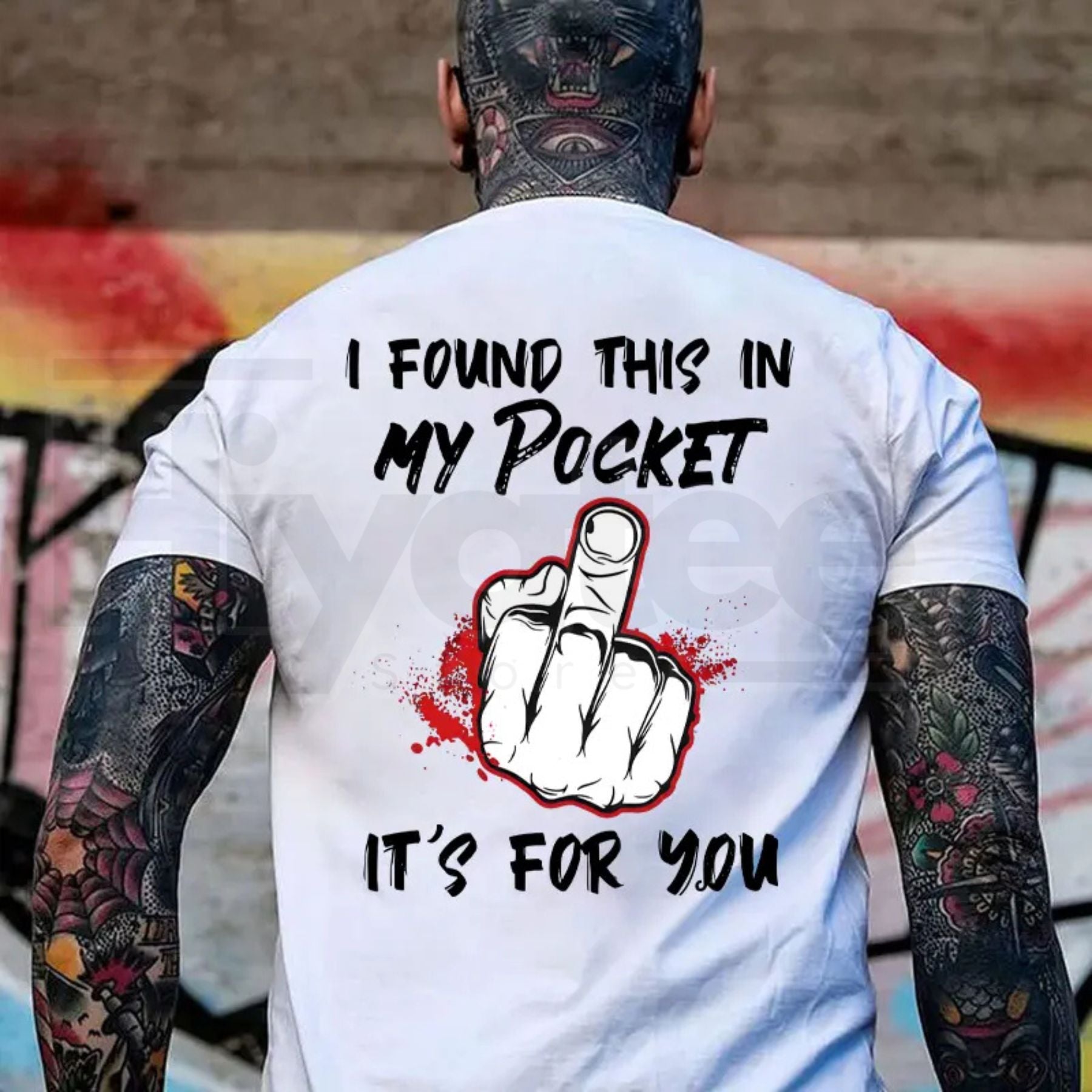 "I Found This In My Pocket" – Funny Middle Finger Men’s Graphic Top by Hiyatee