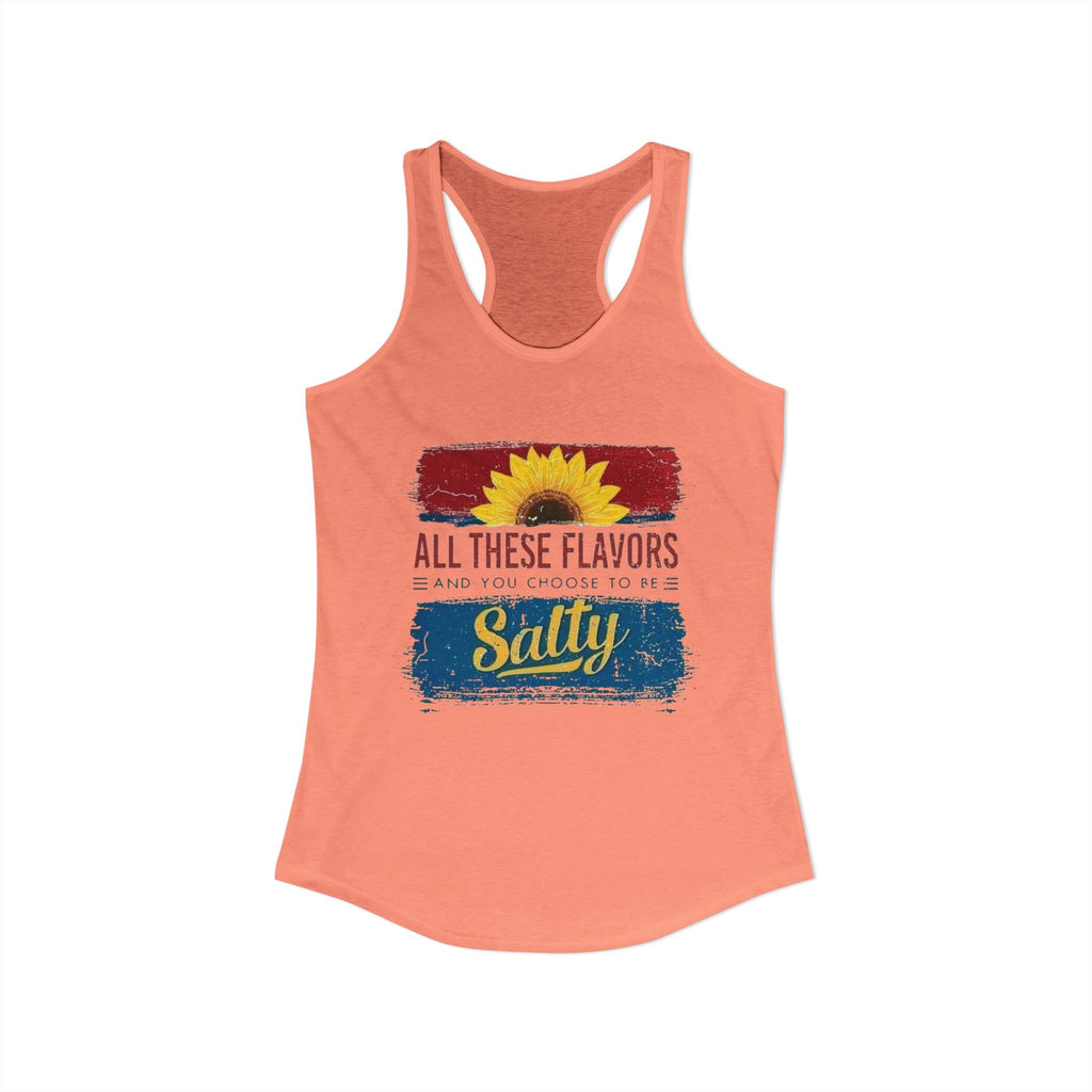 Salty Flavors Racerback Tank Top, Casual Summer Shirt, Beach Wear, Gift for Friends, Fun Party Top, Outdoor Activities by Printify