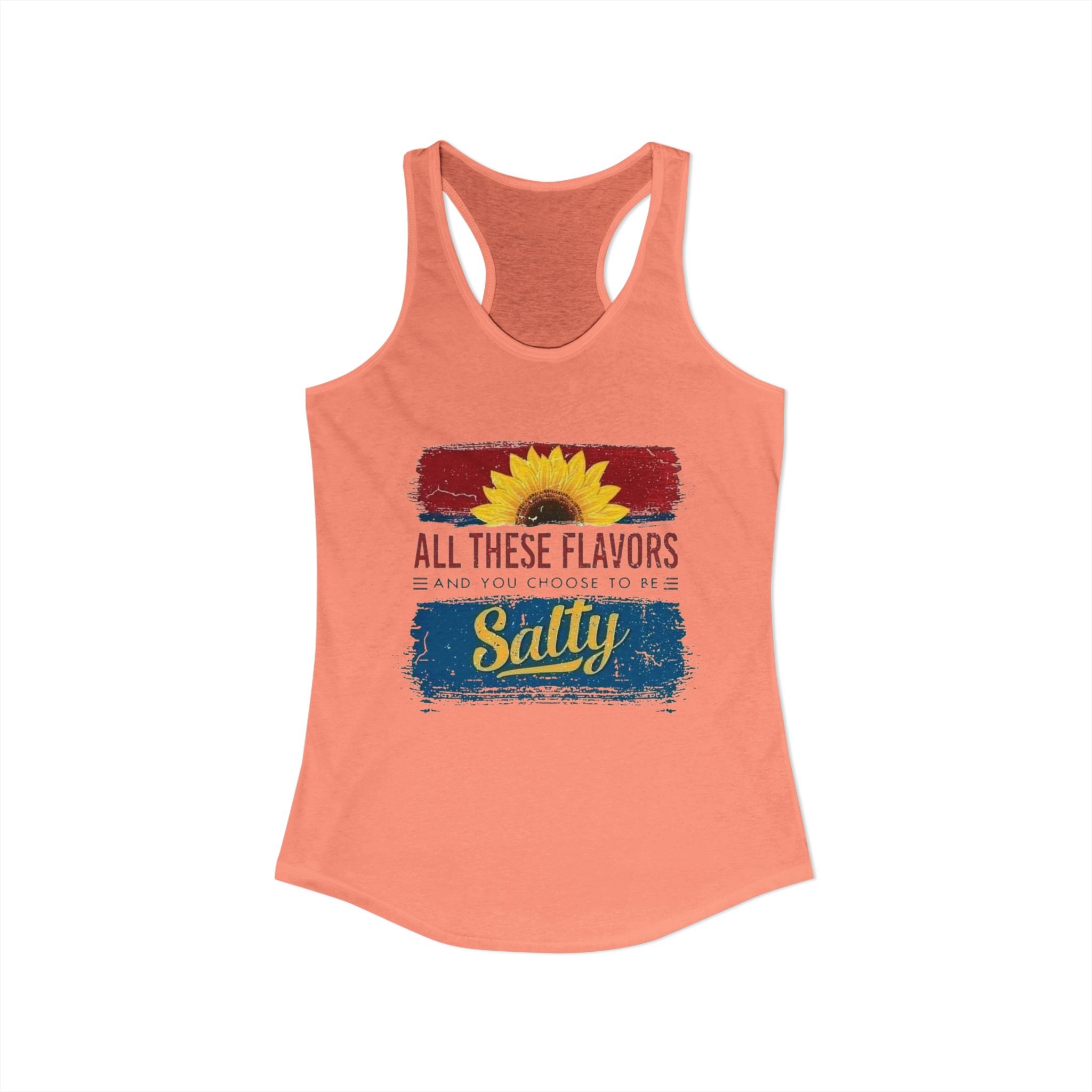 Salty Flavors Racerback Tank Top, Casual Summer Shirt, Beach Wear, Gift for Friends, Fun Party Top, Outdoor Activities by Printify