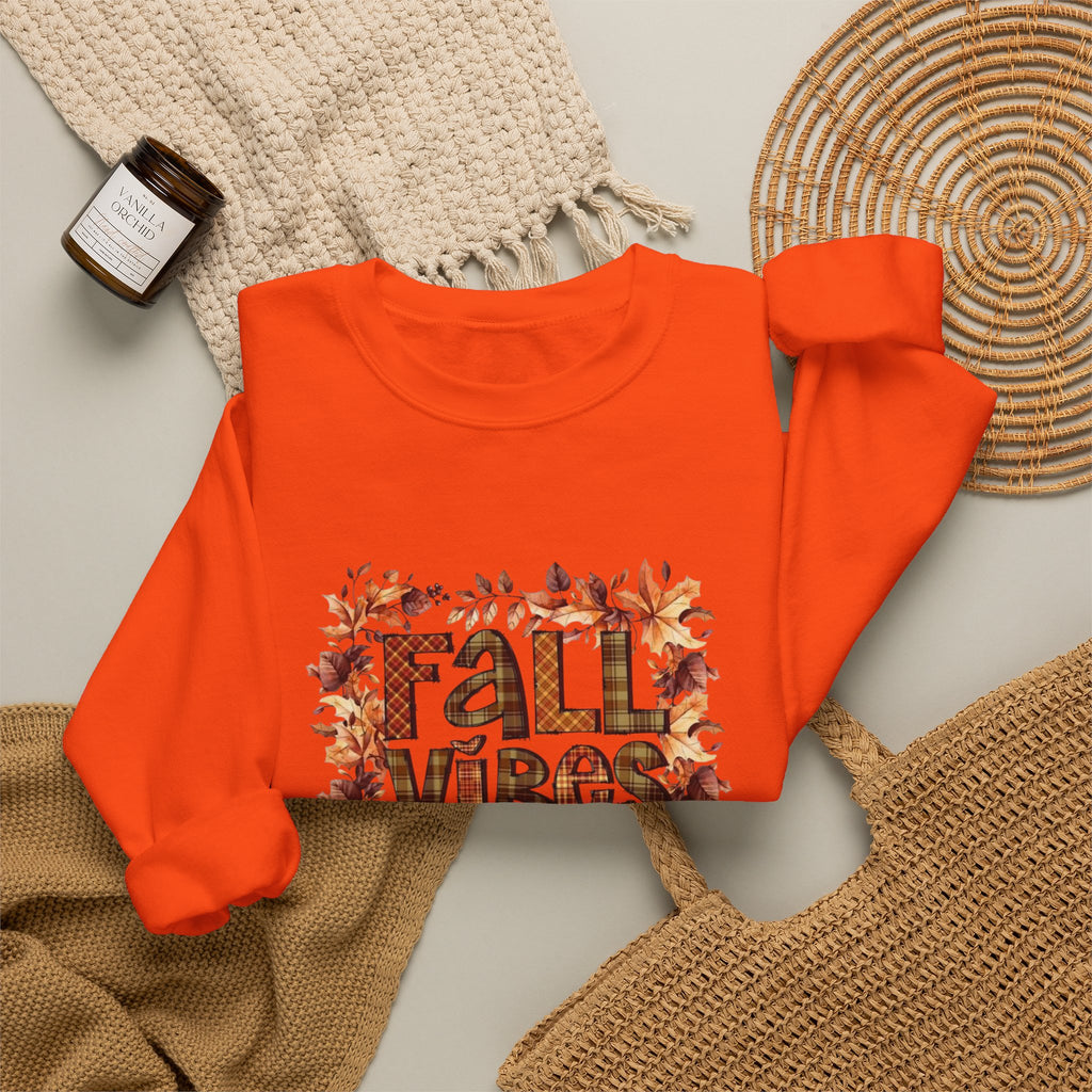Fall Vibes Sweatshirt, Cozy Pullover, Halloween Gift, Pumpkin Crewneck, Autumn Apparel, Fall Fashion by Printify