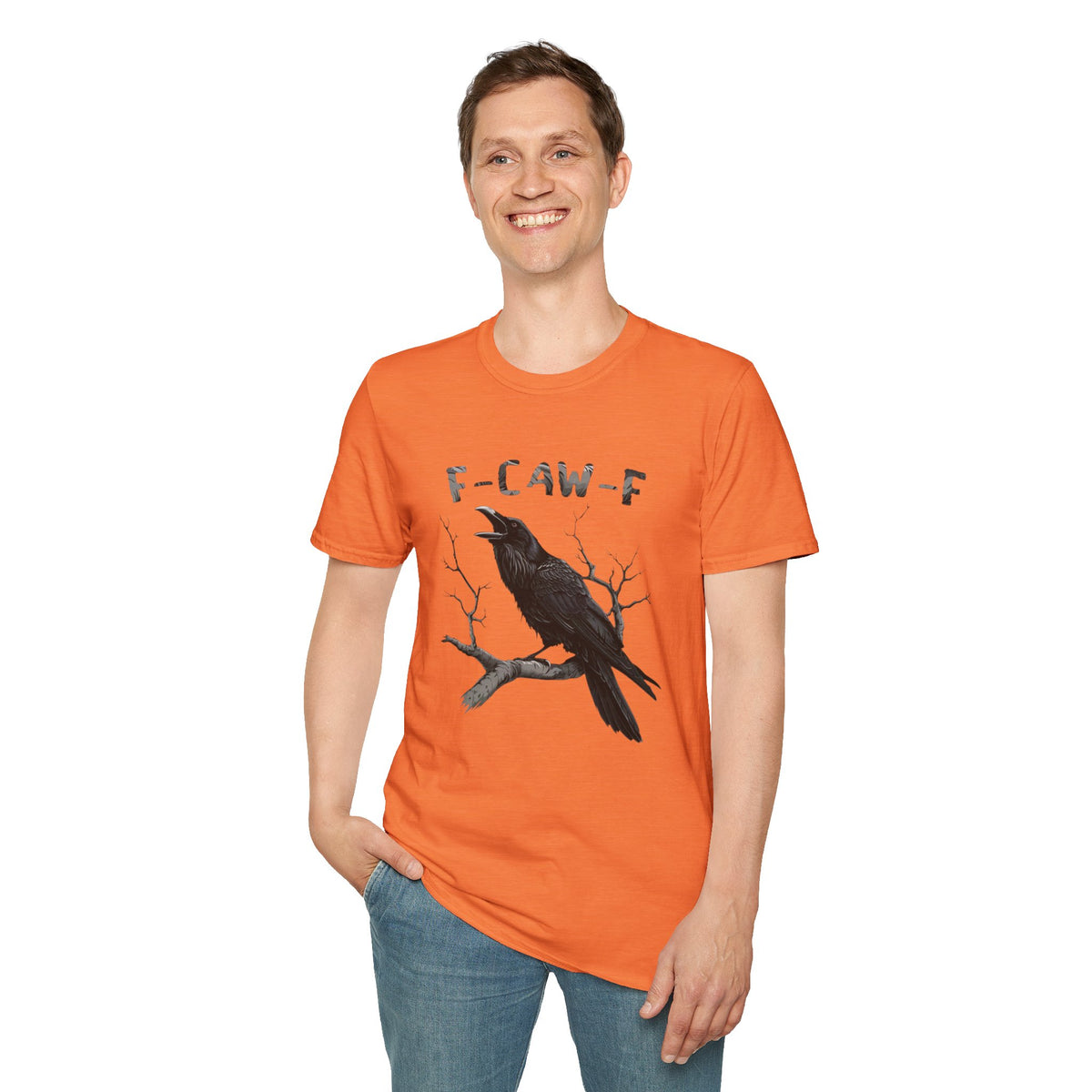 F-CAW-F Crow Graphic T-Shirt | Raven Illustration, Gothic Bird Tee by Printify