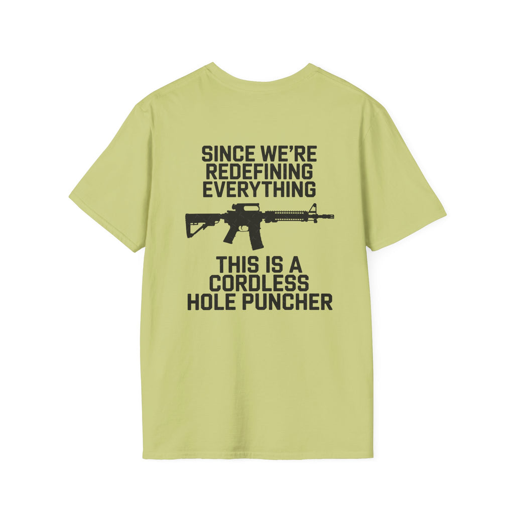 T-Shirt — 'Redefining' Rifle Graphic Pocket Tee by Printify