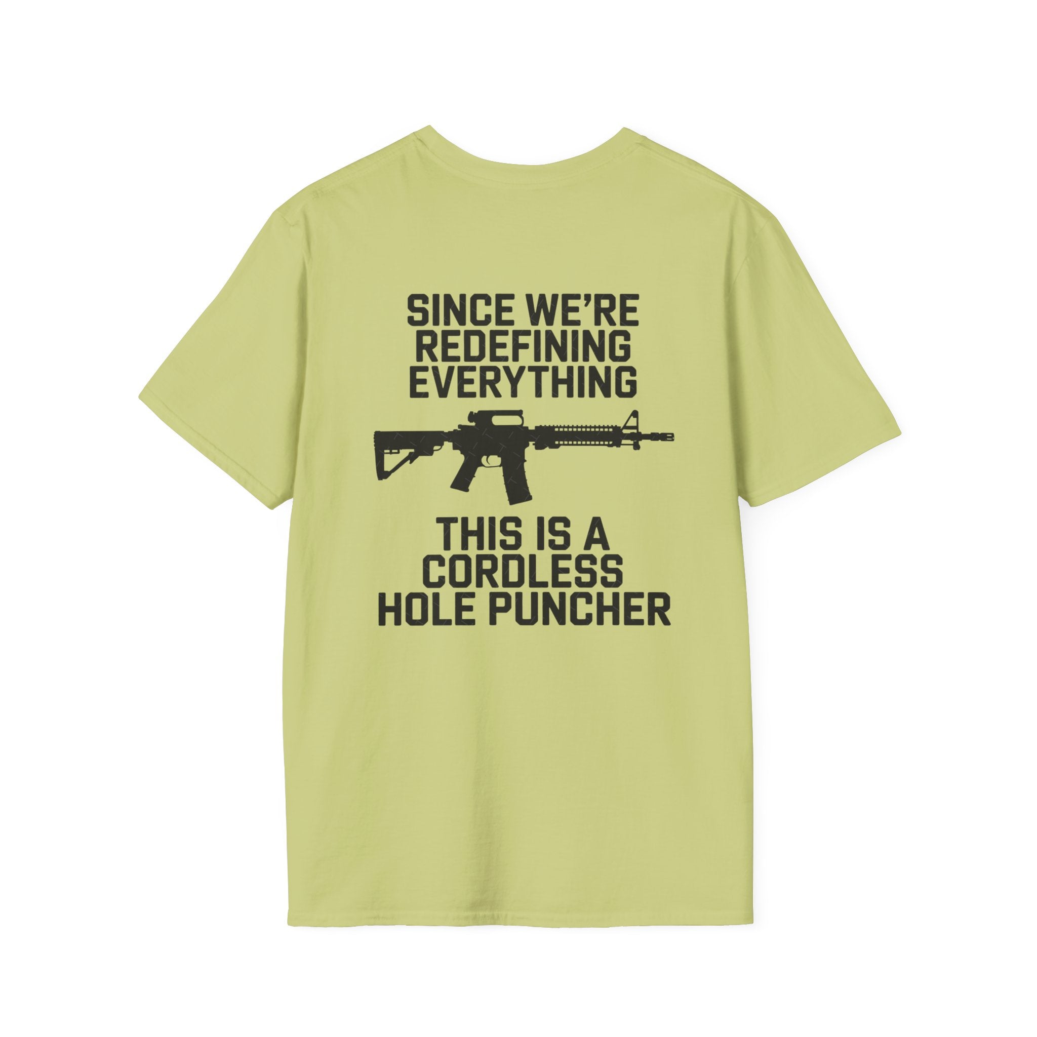 T-Shirt — 'Redefining' Rifle Minimalist Graphic Tee by Printify