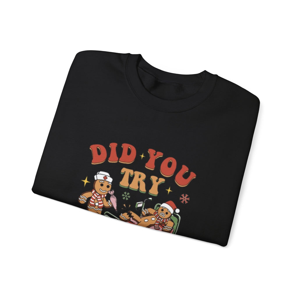 Holiday Gingerbread Sweatshirt — "Did You Try Icing It?" Cozy Christmas Crewneck by Printify