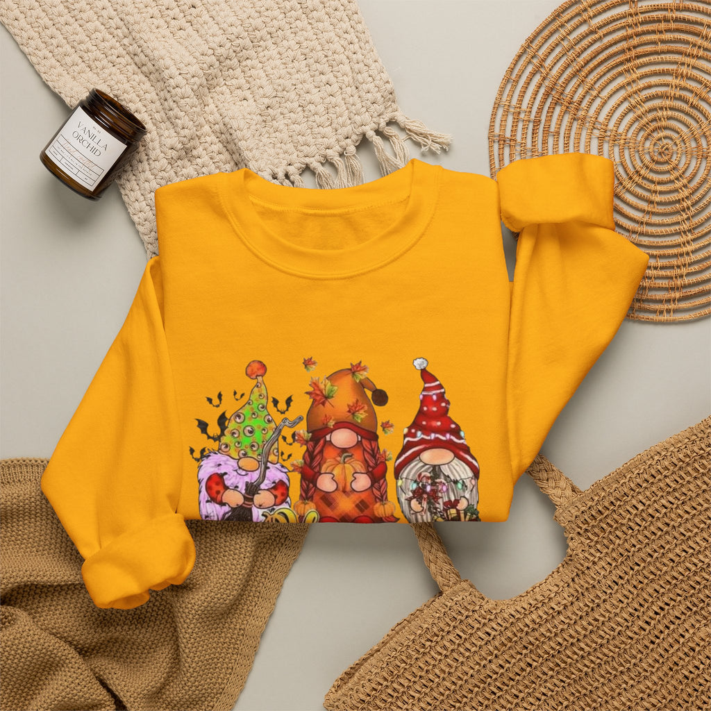 Festive Crewneck Sweatshirt - Hallo Thank-Smas Design, Fall Apparel, Winter Wardrobe Essential, Holiday Gift, Cozy Casual Wear by Printify