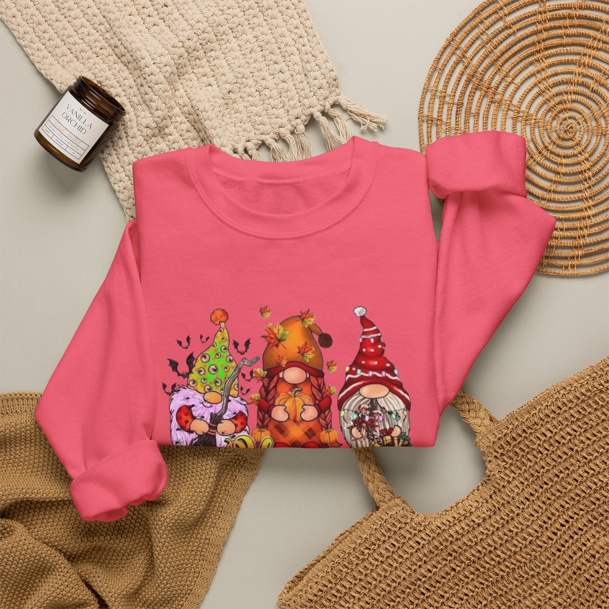 Festive Crewneck Sweatshirt - Hallo Thank-Smas Design, Fall Apparel, Winter Wardrobe Essential, Holiday Gift, Cozy Casual Wear by Printify