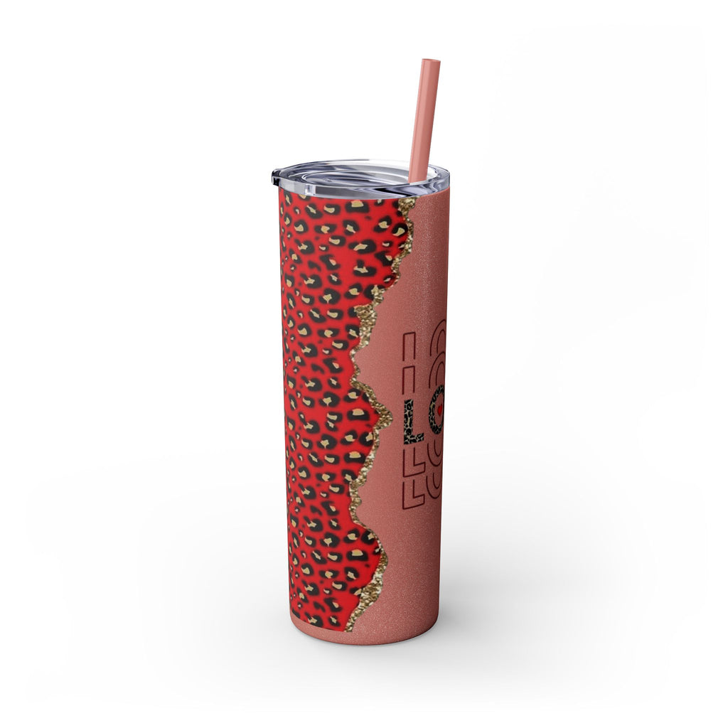 Love love Skinny Tumbler with Straw, 20oz by Printify