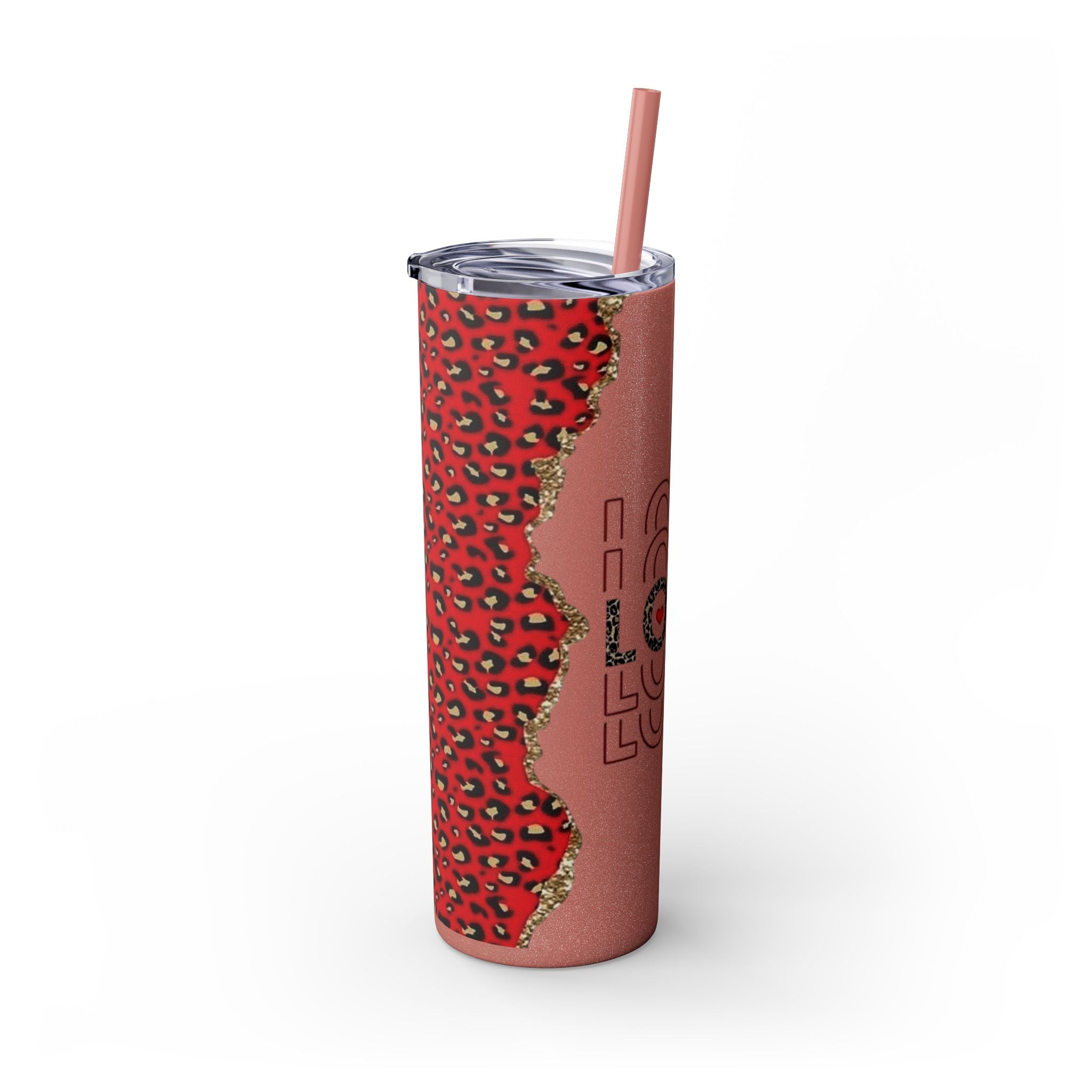 Love love Skinny Tumbler with Straw, 20oz by Printify