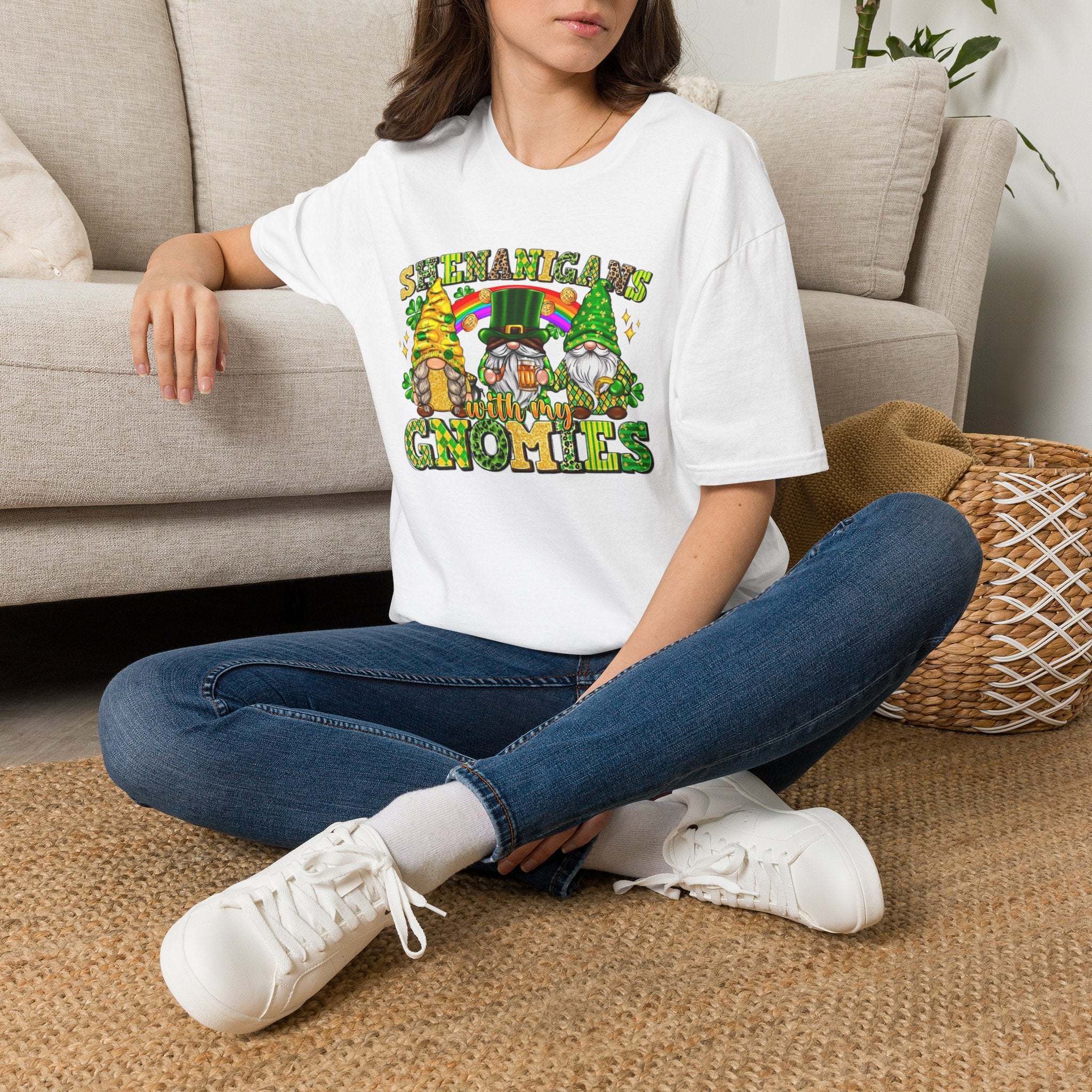 T-Shirt — "Shenanigans with My Gnomies" St. Patrick's Day Gnome Tee by Printify