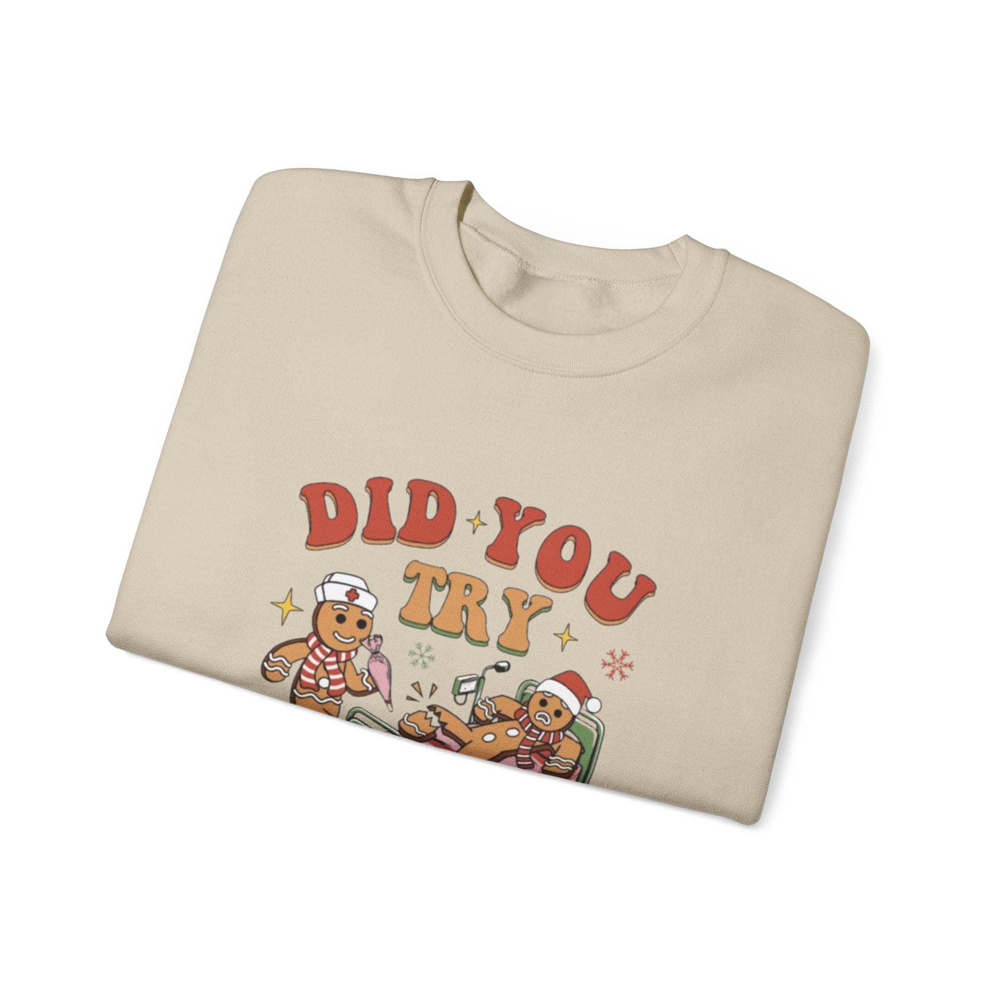 Holiday Gingerbread Sweatshirt — "Did You Try Icing It?" Cozy Christmas Crewneck by Printify