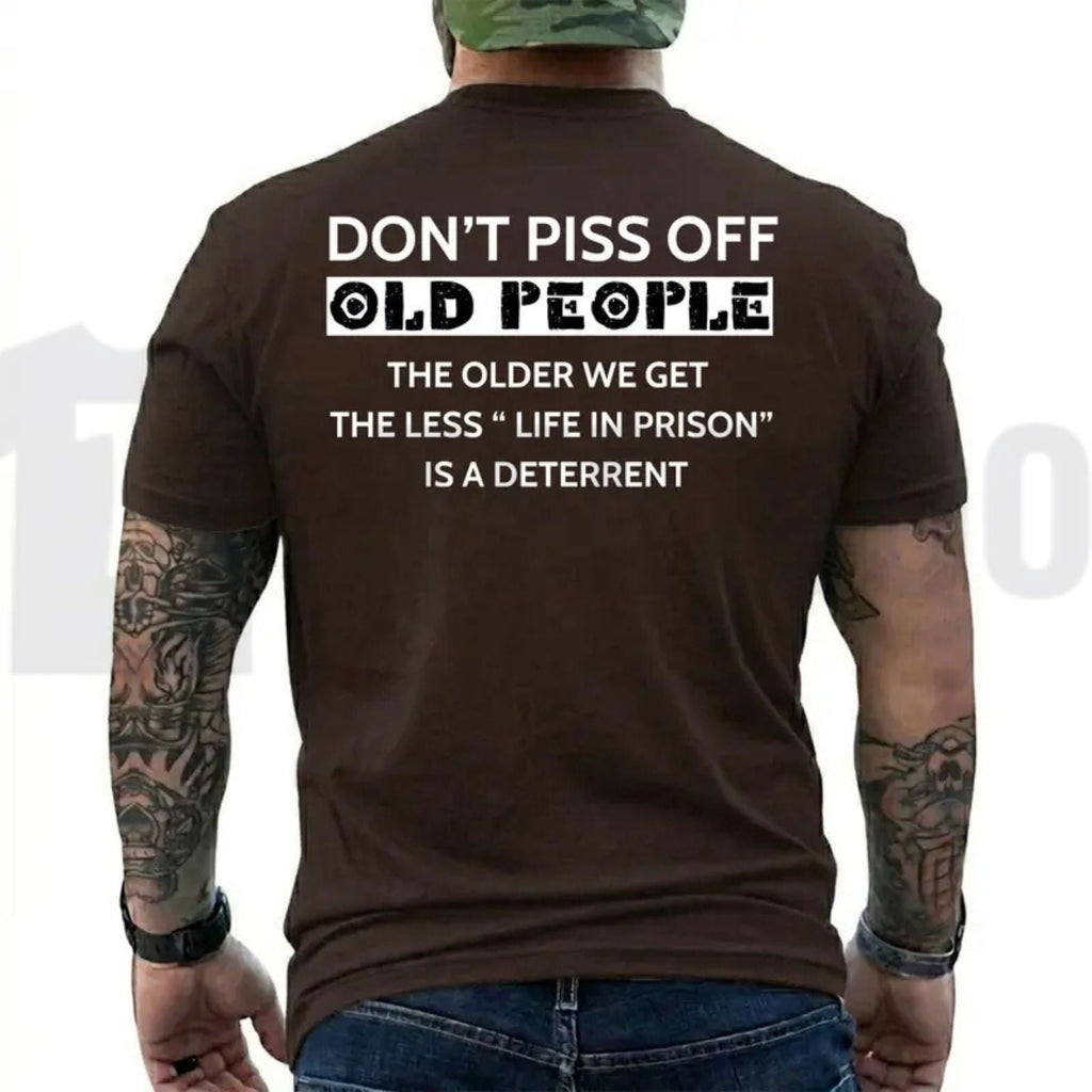 The Less Life In Prison Is A Deterrent Funny Old People Retro Graphic T-Shirt by Teezioo