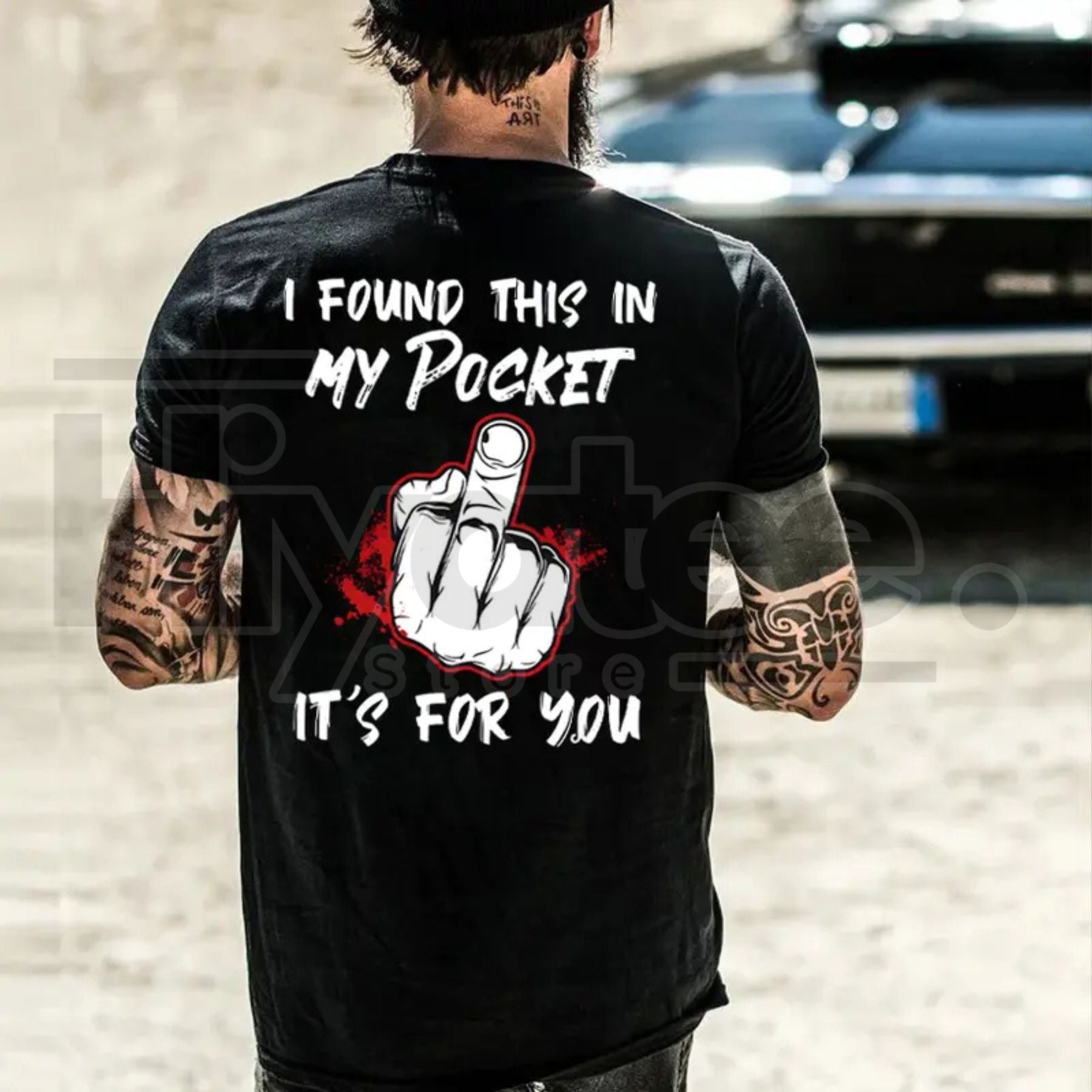 "I Found This In My Pocket" – Funny Middle Finger Men’s Graphic Top by Hiyatee