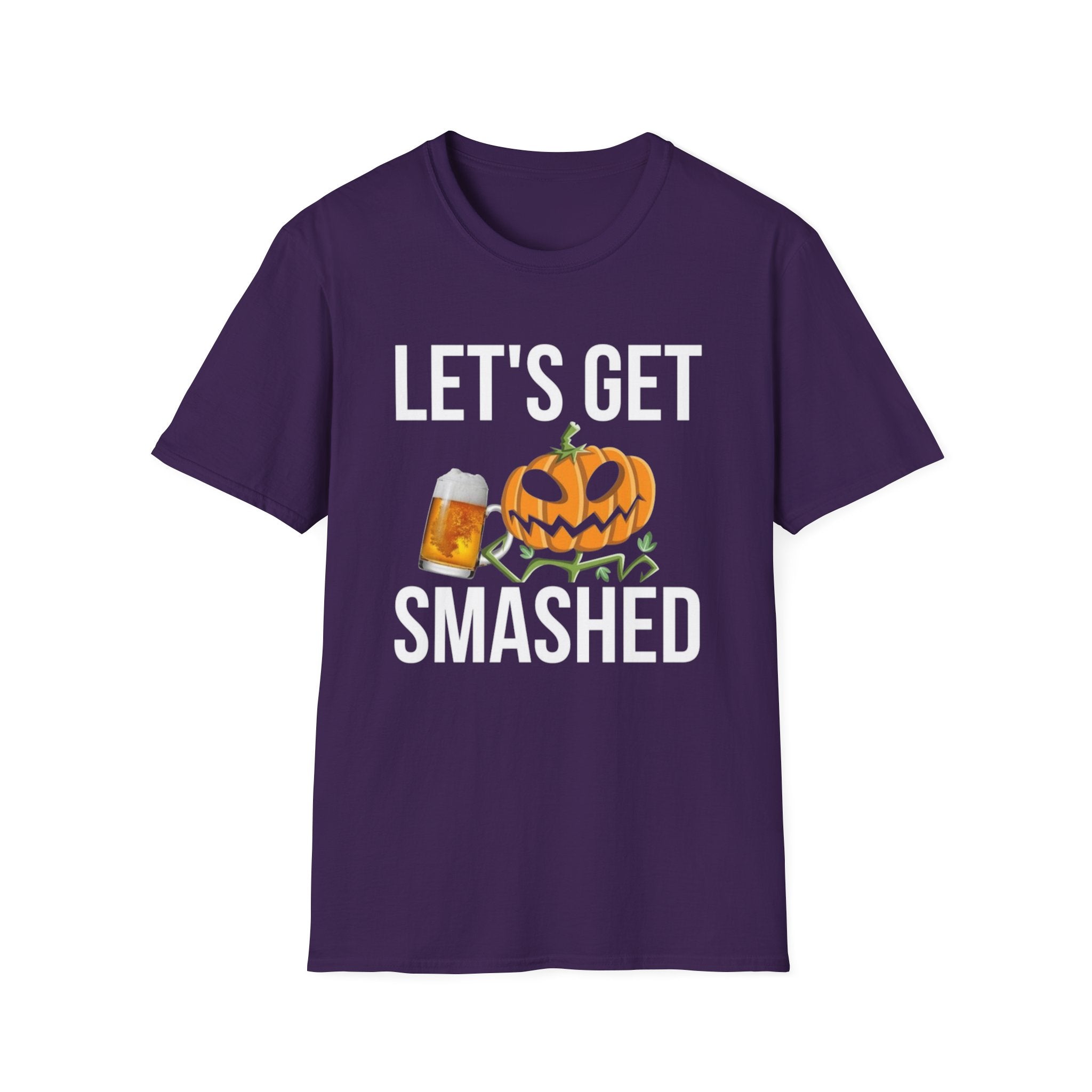 Halloween "Let's Get Smashed" T-Shirt — Pumpkin & Beer Party Tee by Printify