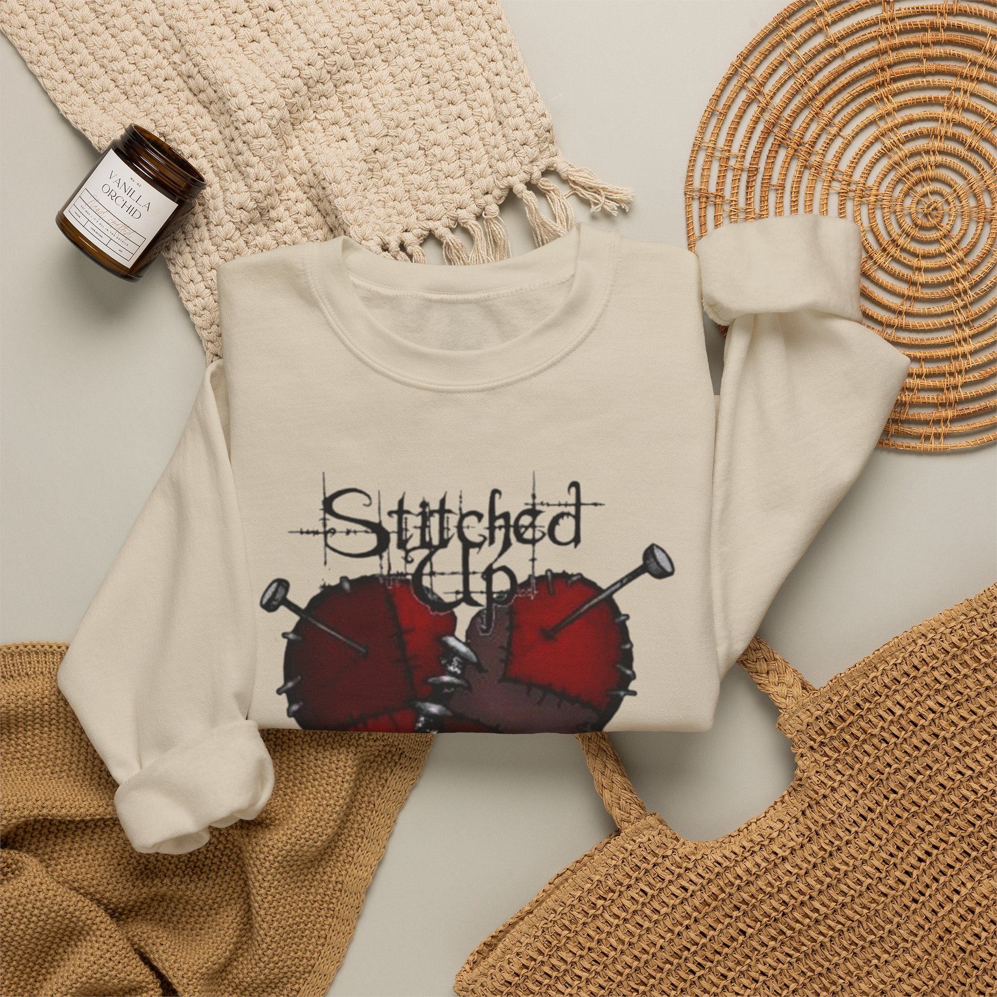 Stitched up heart Crewneck Sweatshirt by Printify