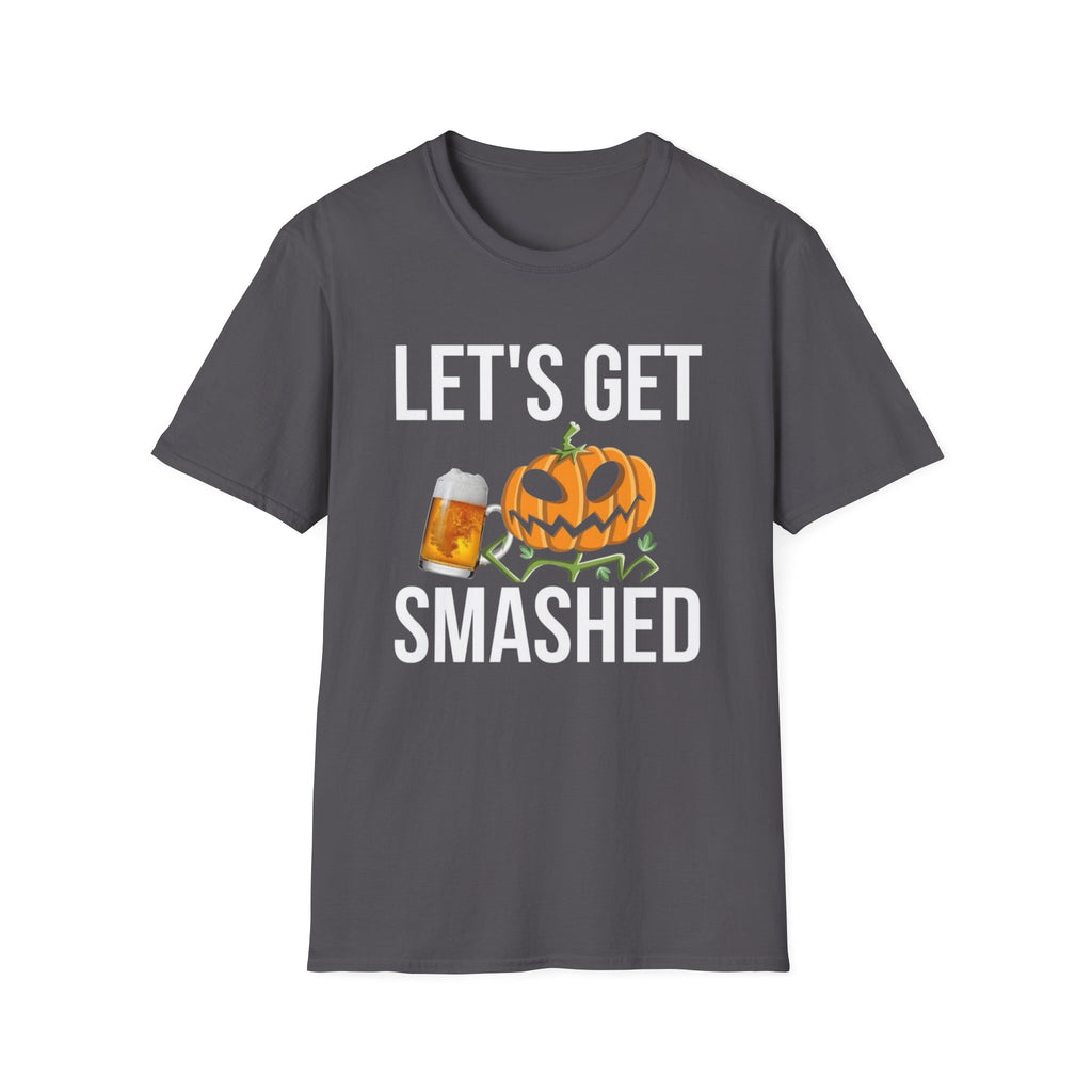 Halloween "Let's Get Smashed" T-Shirt — Pumpkin & Beer Party Tee by Printify