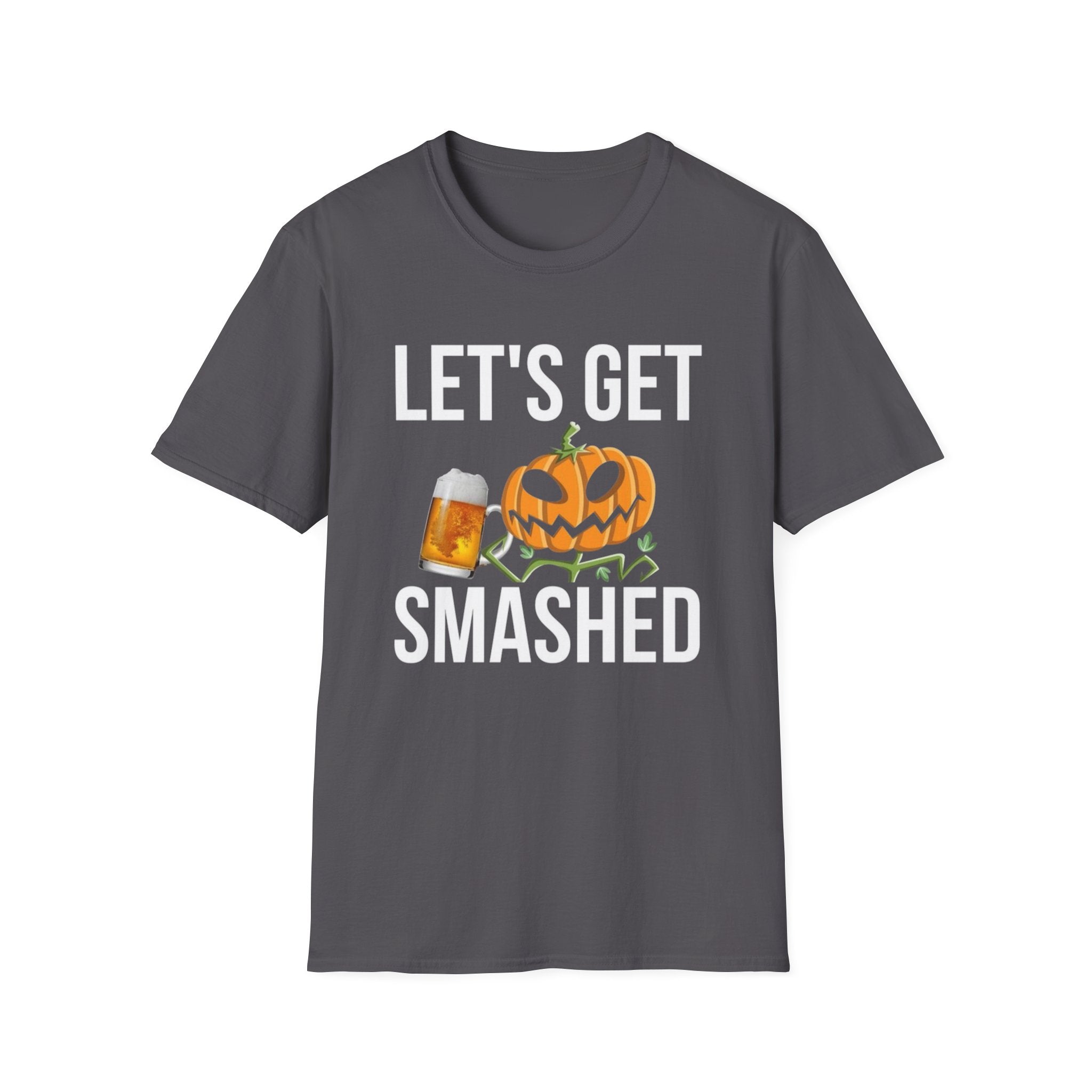 Halloween "Let's Get Smashed" T-Shirt — Pumpkin & Beer Party Tee by Printify