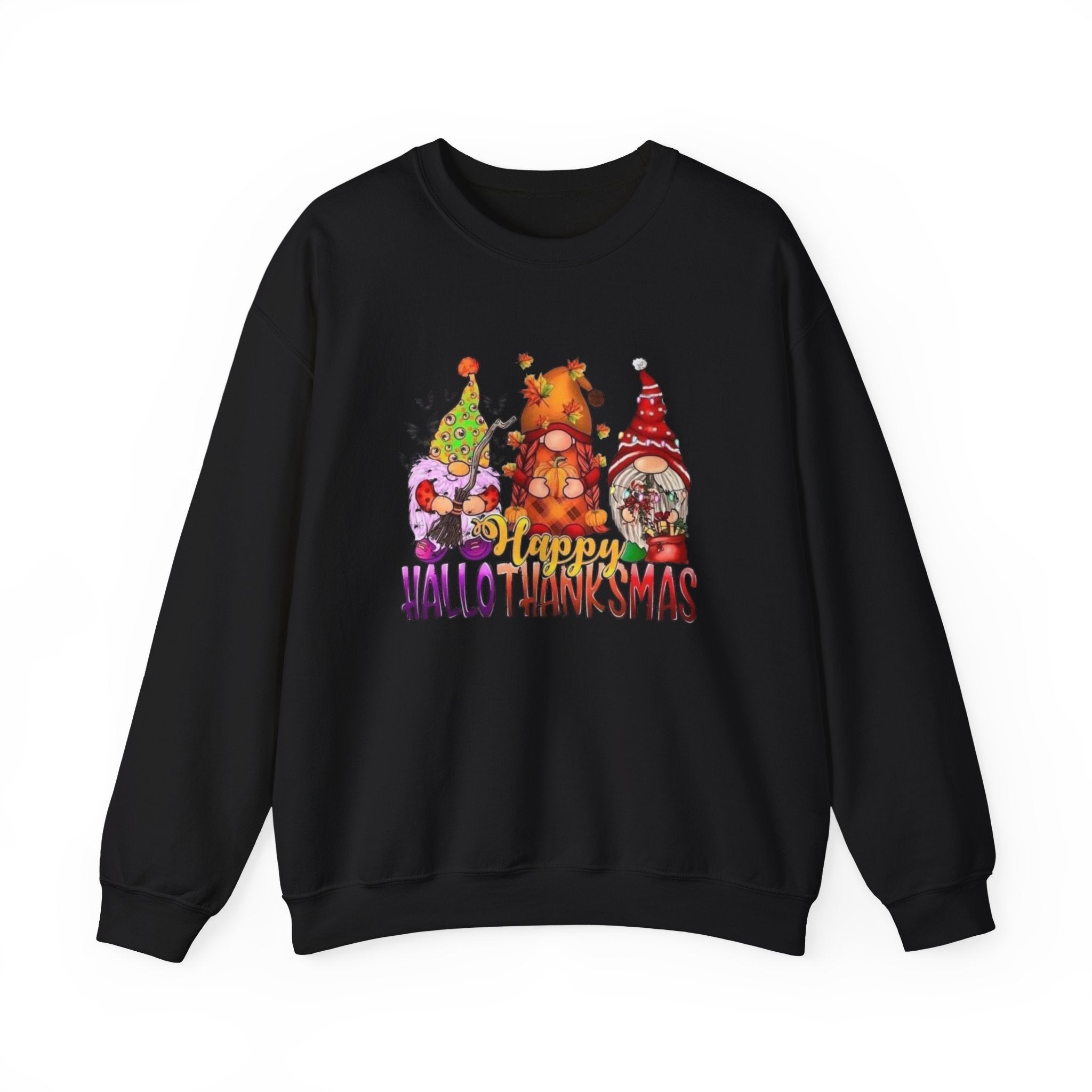Festive Crewneck Sweatshirt - Hallo Thank-Smas Design, Fall Apparel, Winter Wardrobe Essential, Holiday Gift, Cozy Casual Wear by Printify
