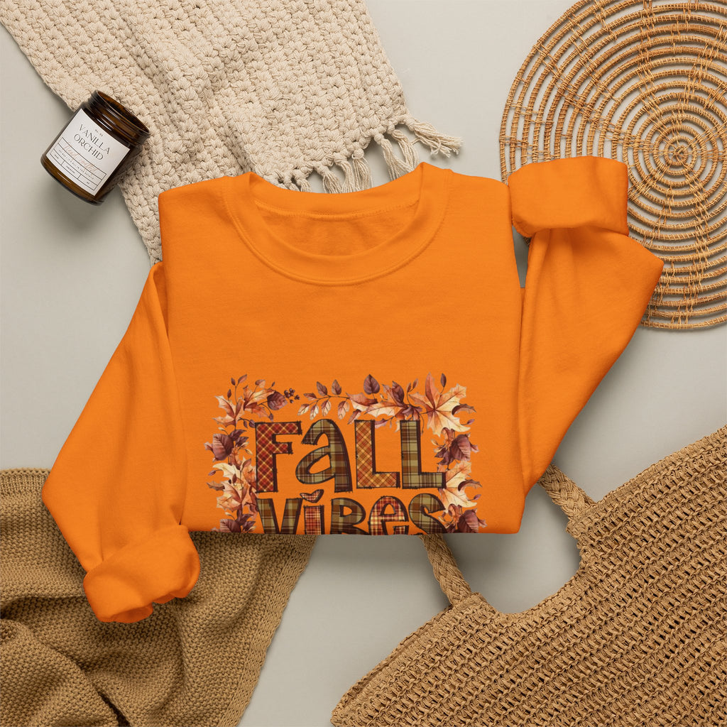 Fall Vibes Sweatshirt, Cozy Pullover, Halloween Gift, Pumpkin Crewneck, Autumn Apparel, Fall Fashion by Printify