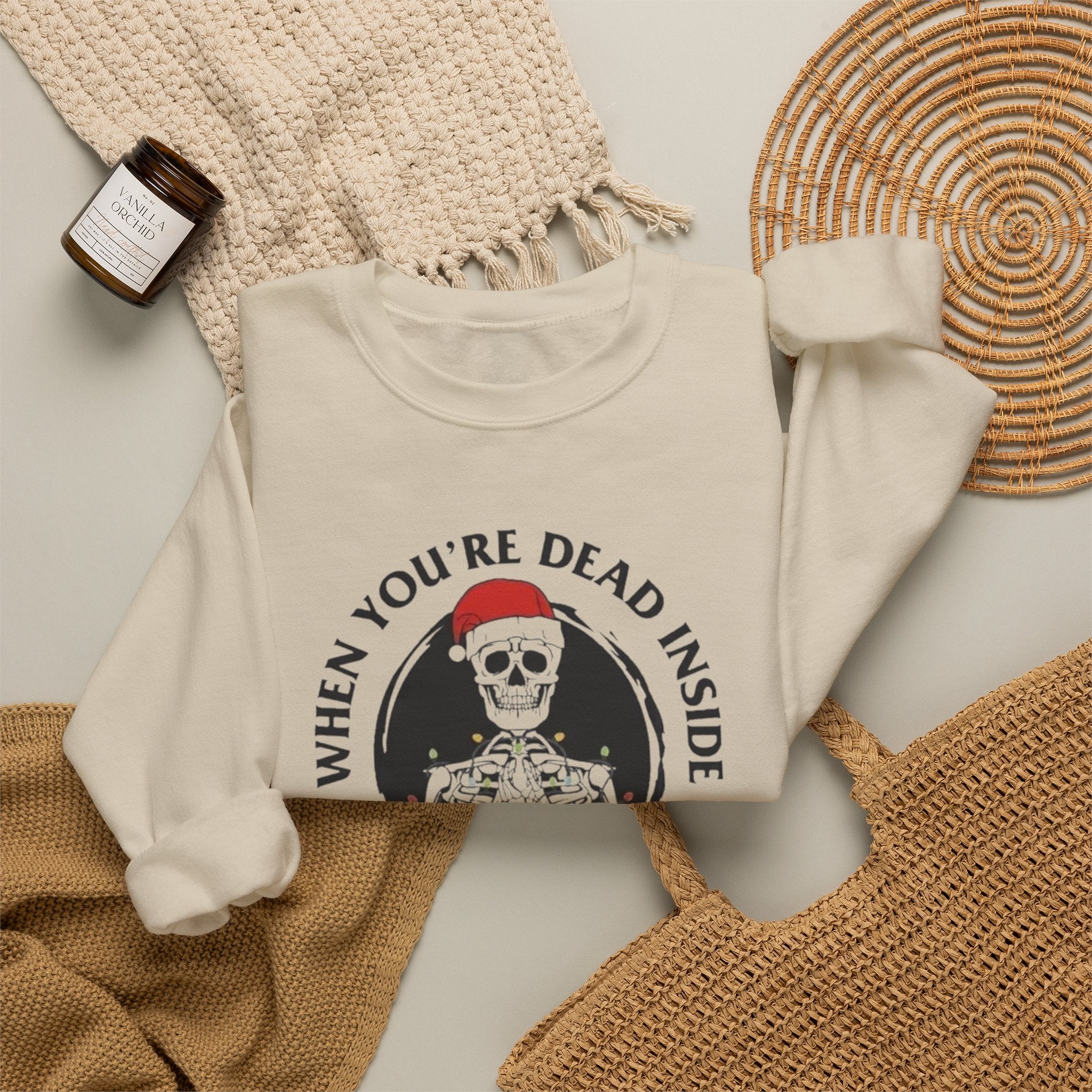 Christmas Sweatshirt - "When You're Dead Inside But It's Christmas" by Printify