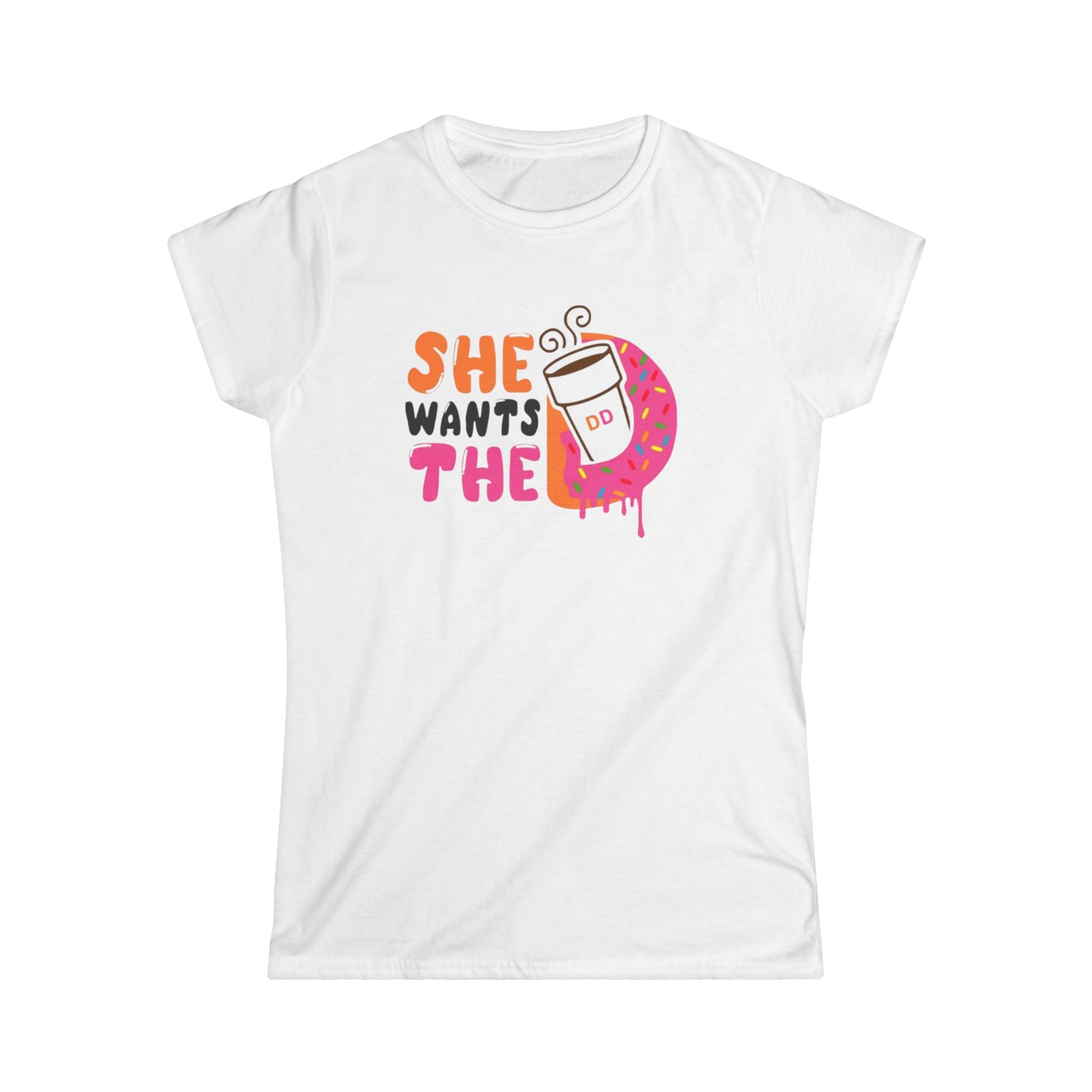 She Wants The Donut Tee — Funny Coffee & Donut Graphic Women's Shirt by Printify