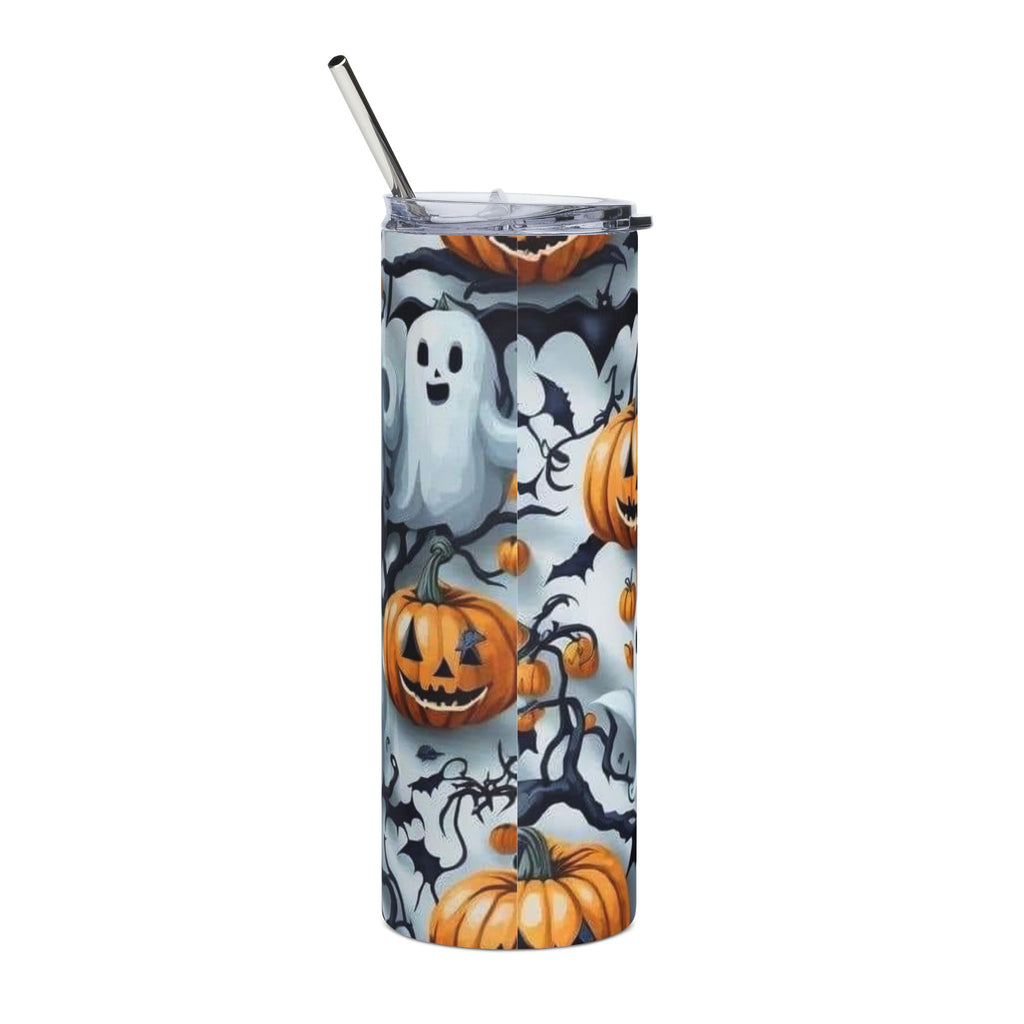 Halloween Ghost & Jack-O’-Lantern 20oz Stainless Steel Tumbler by Printify