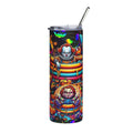 20oz Halloween Horror Tumbler — Neon Creepy Clown & Pumpkin Night Stainless Steel Travel Cup by Printify