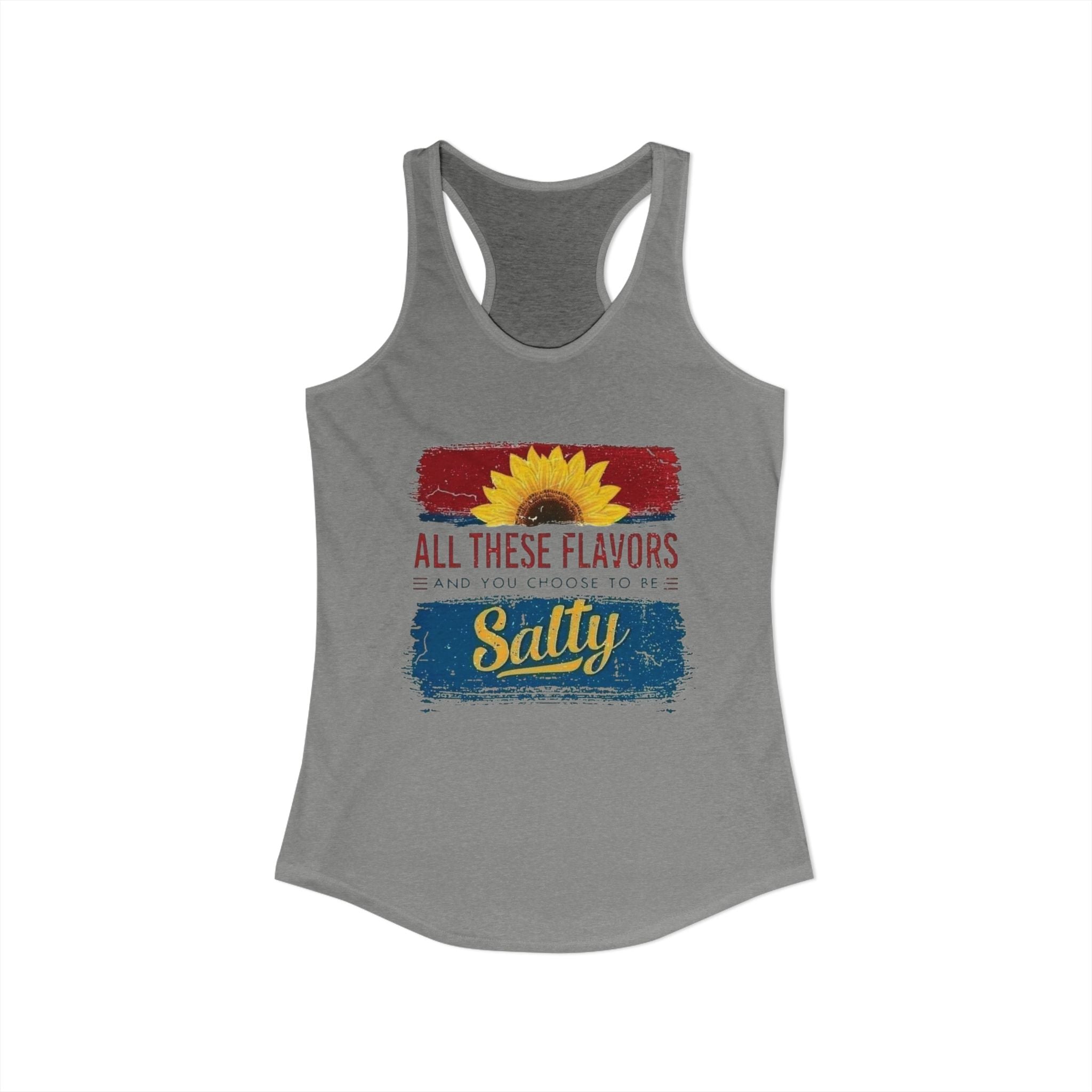 Salty Flavors Racerback Tank Top, Casual Summer Shirt, Beach Wear, Gift for Friends, Fun Party Top, Outdoor Activities by Printify