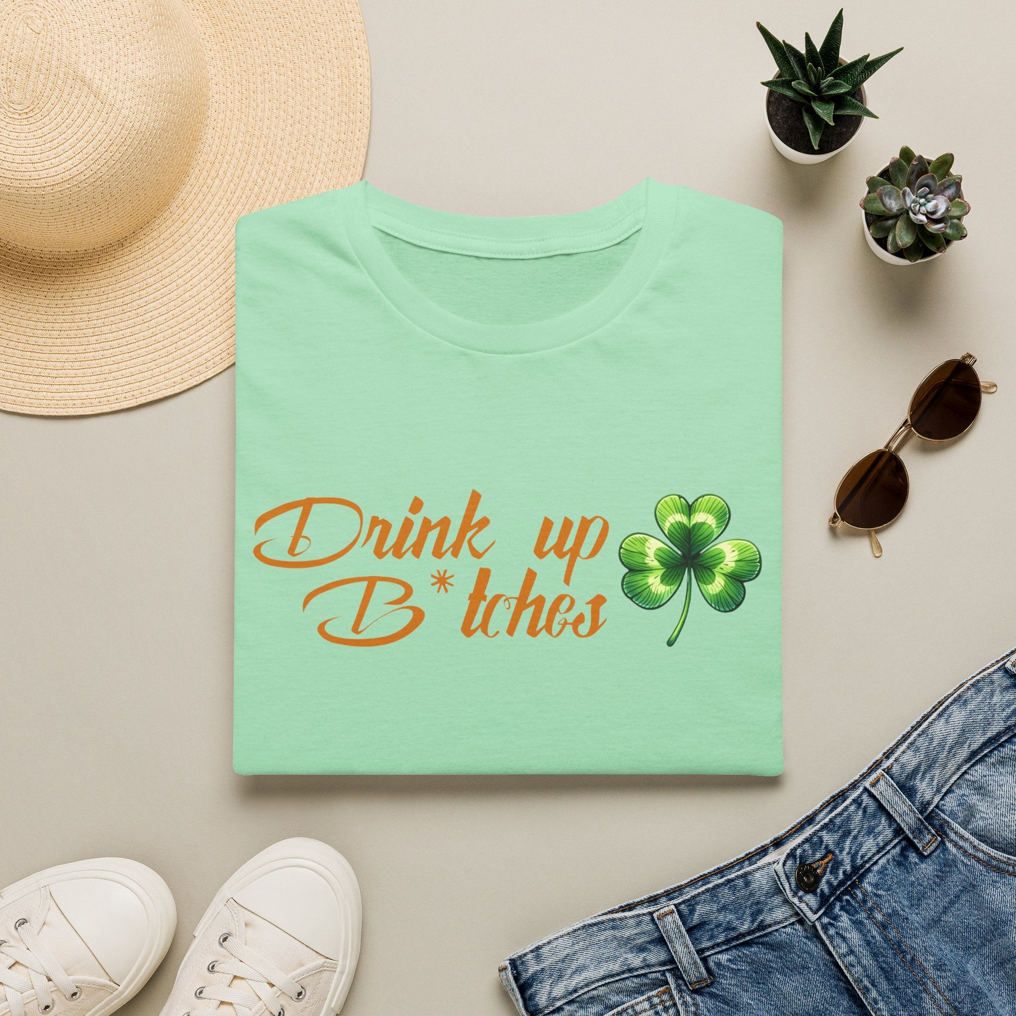 T-Shirt — "Drink Up B*tches" St. Patrick’s Day Shamrock Party Tee by Printify