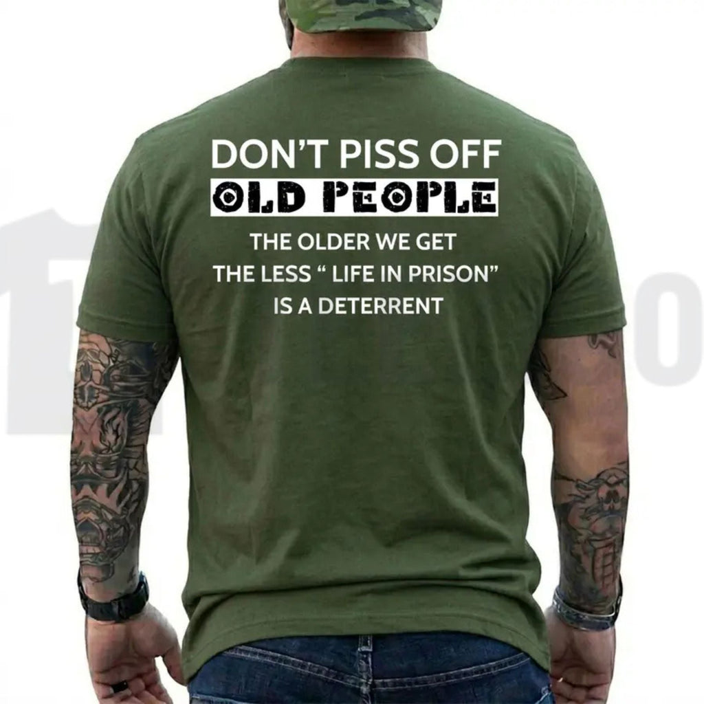 The Less Life In Prison Is A Deterrent Funny Old People Retro Graphic T-Shirt by Teezioo