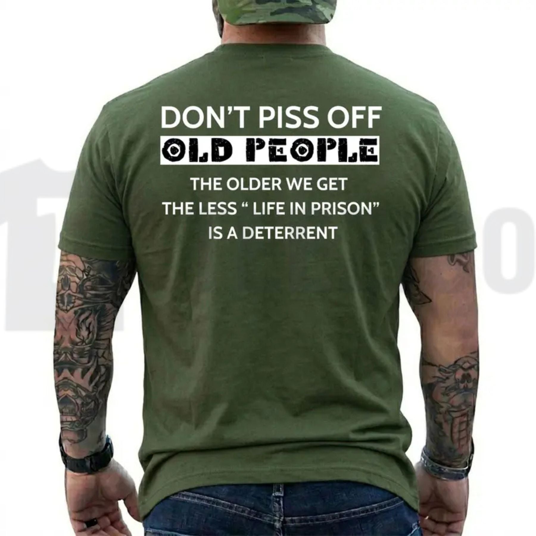 The Less Life In Prison Is A Deterrent Funny Old People Retro Graphic T-Shirt by Teezioo