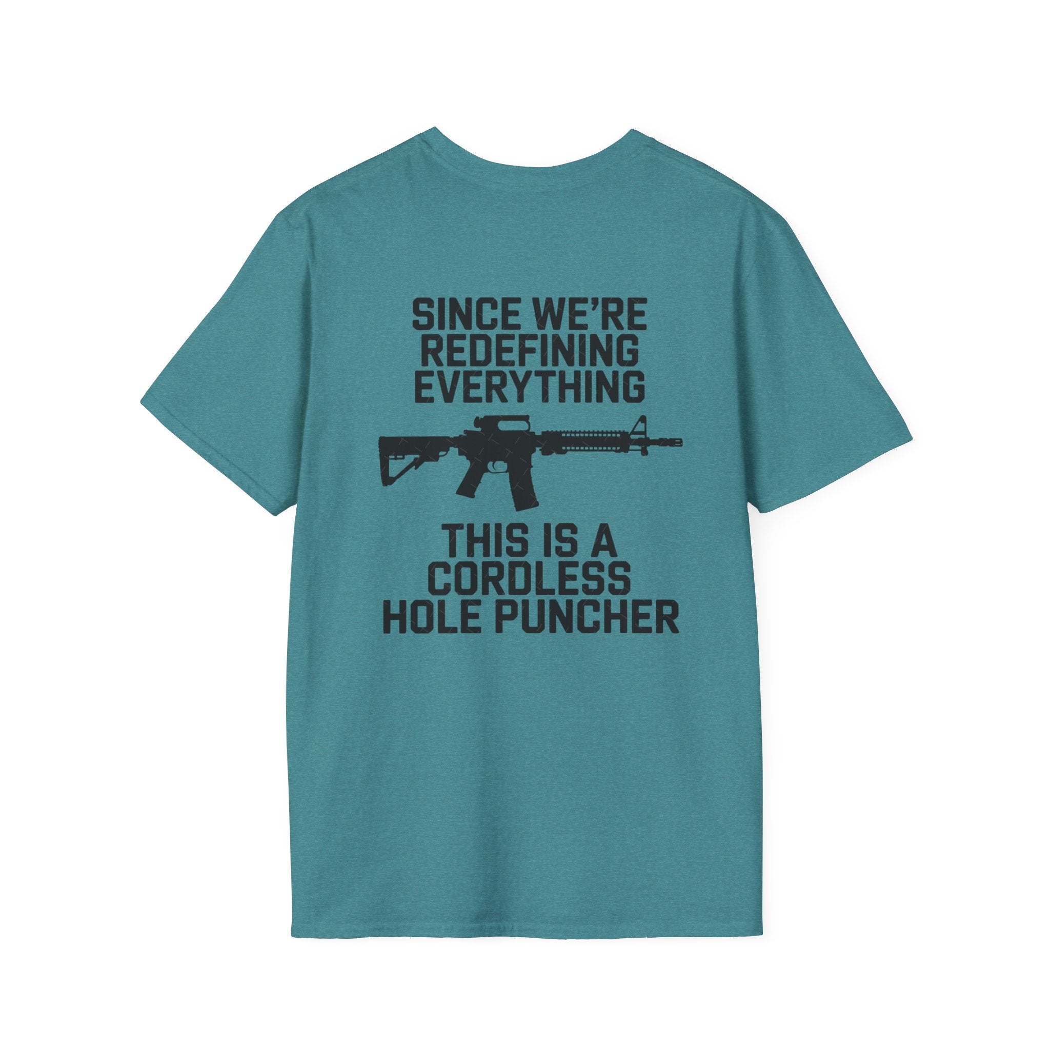 T-Shirt — 'Redefining' Rifle Graphic Pocket Tee by Printify