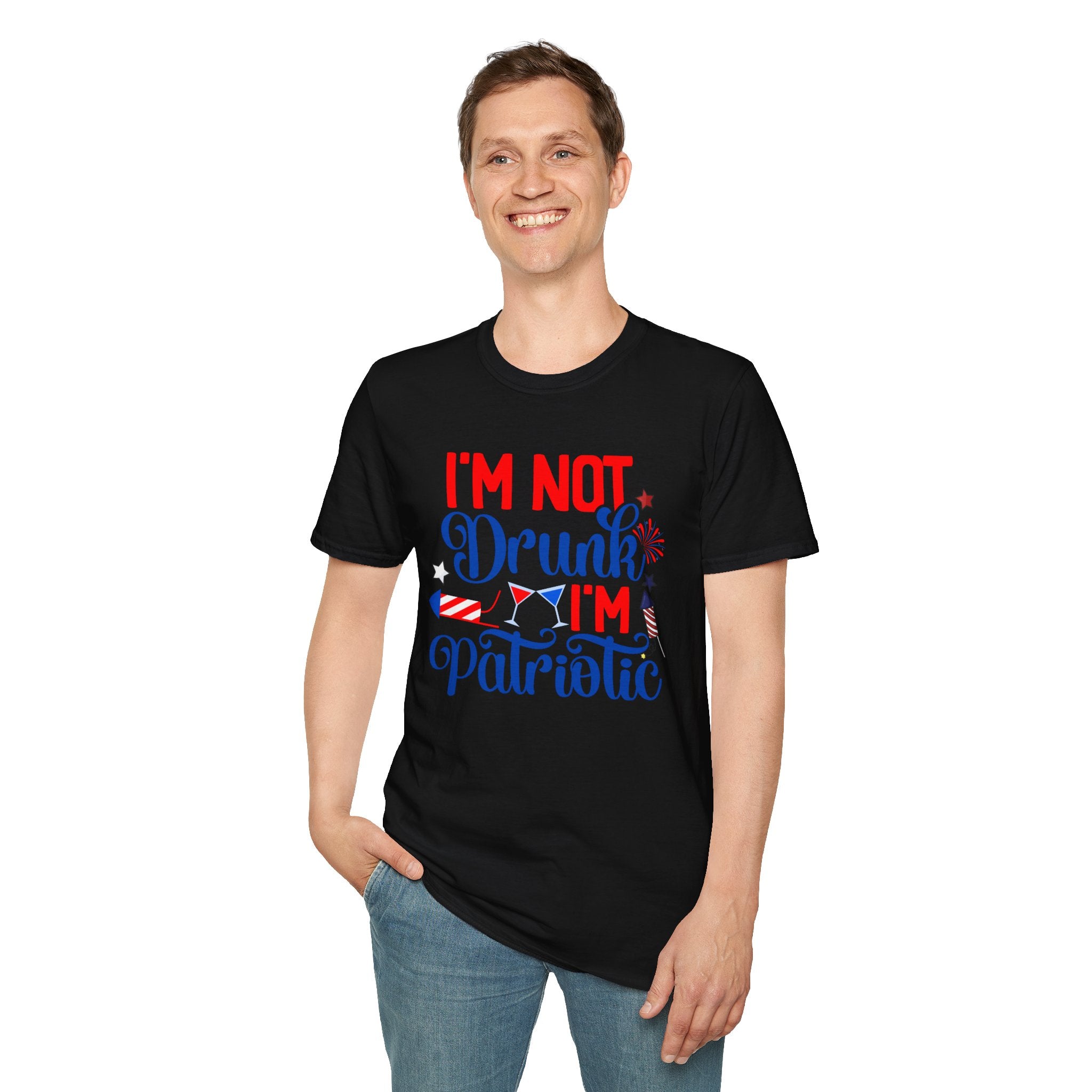 Patriotic Tee — "I'm Not Drunk, I'm Patriotic" Fourth of July T-Shirt by Printify