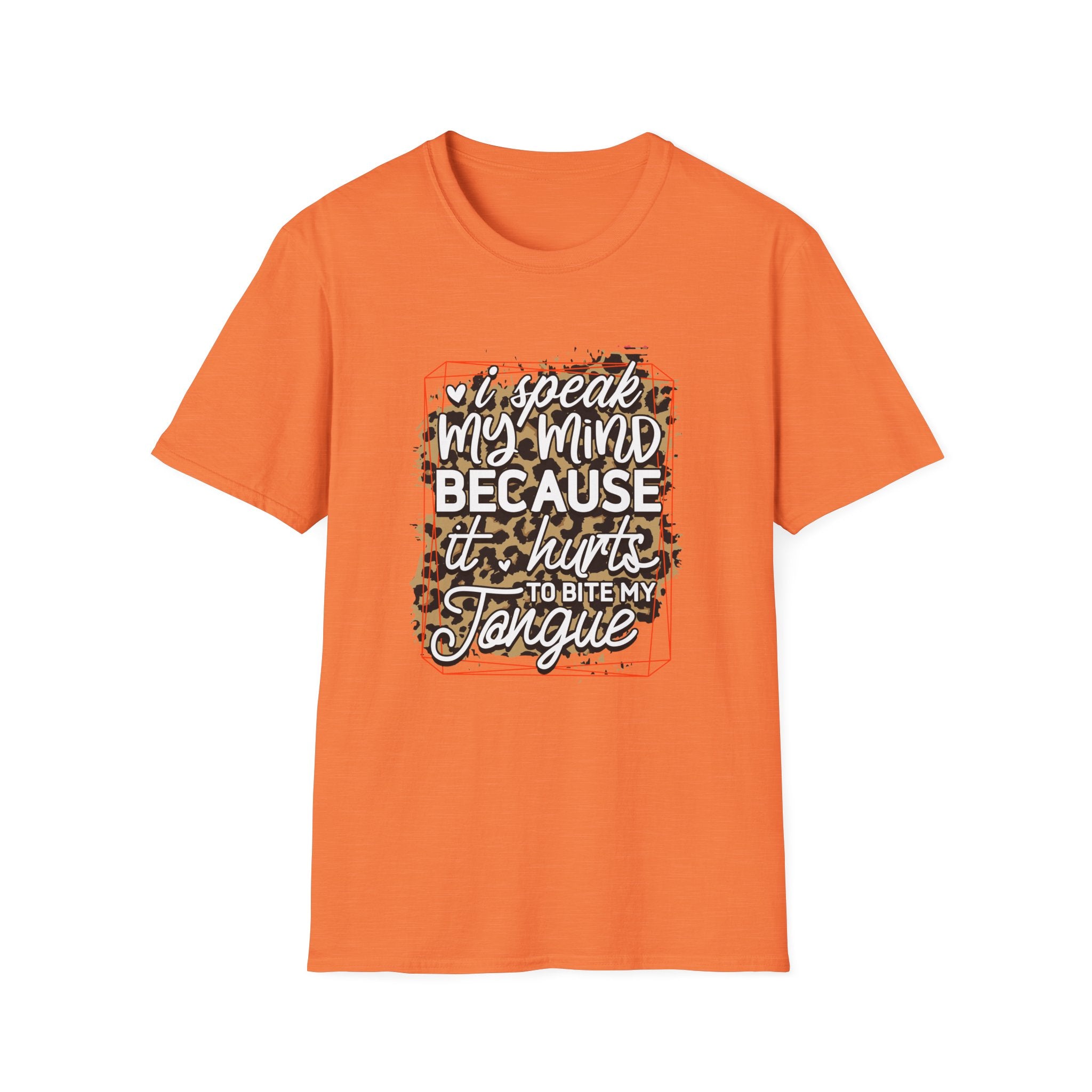 T-Shirt — “I Speak My Mind Because It Hurts to Bite My Tongue” Leopard Graphic by Printify