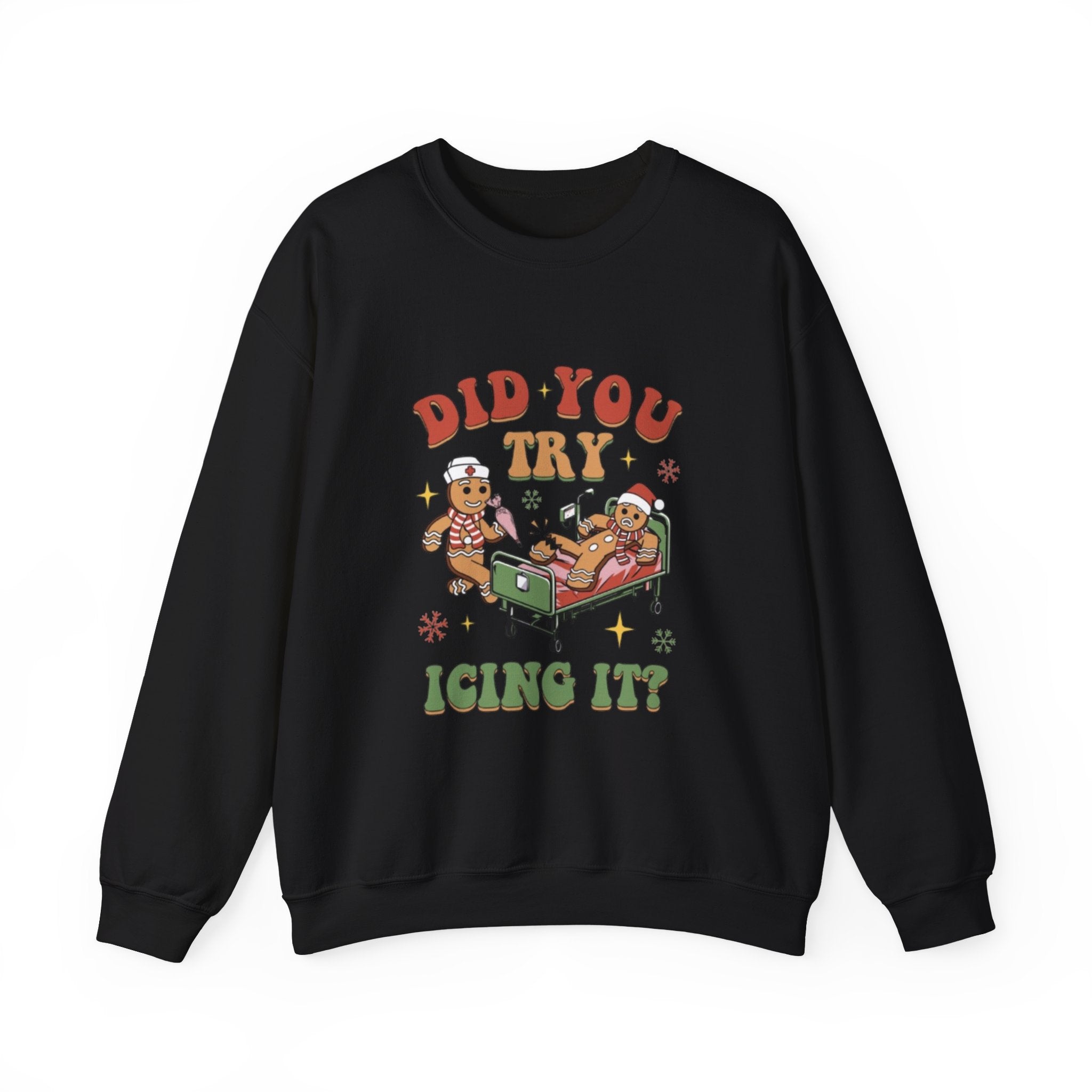 Holiday Gingerbread Sweatshirt — "Did You Try Icing It?" Cozy Christmas Crewneck by Printify
